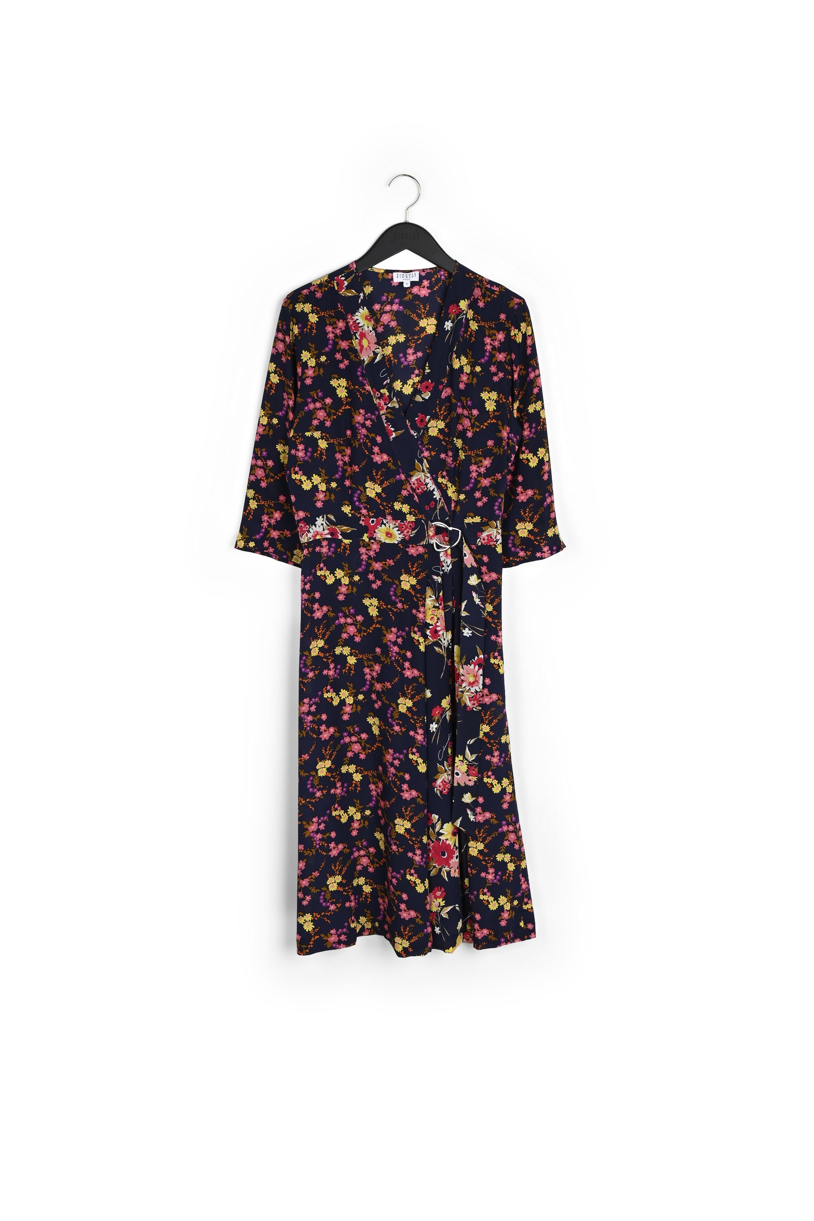 Robe en soie cache cœur imprimé fleurs Faume - seconde main