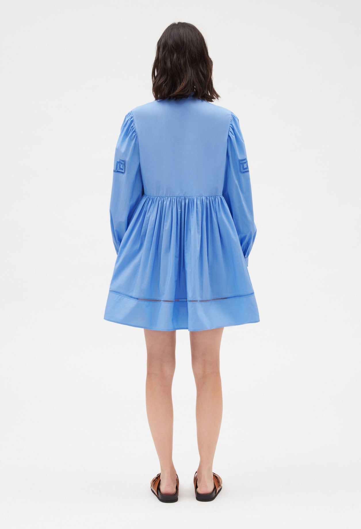 Robe courte coton brodé bleu Faume - seconde main