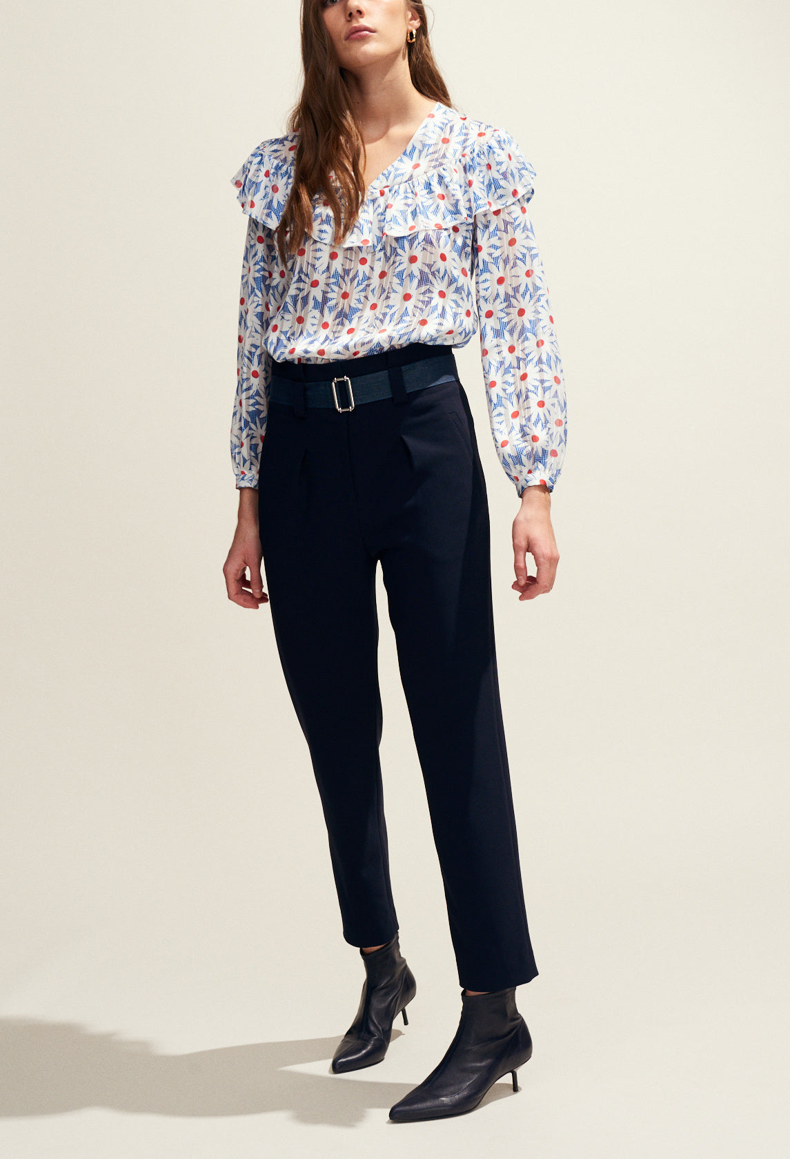 Top à volants imprimé marguerites Faume - seconde main