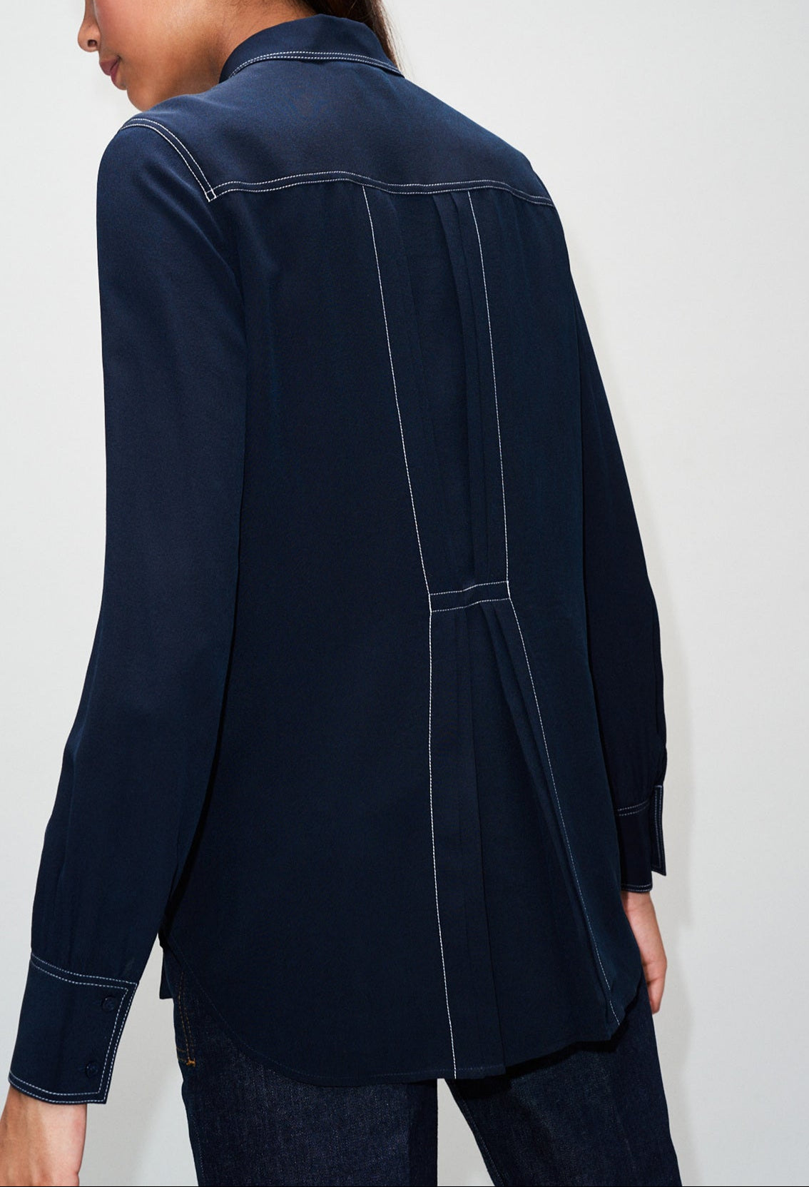 Chemise en soie détail surpiqure Faume - seconde main