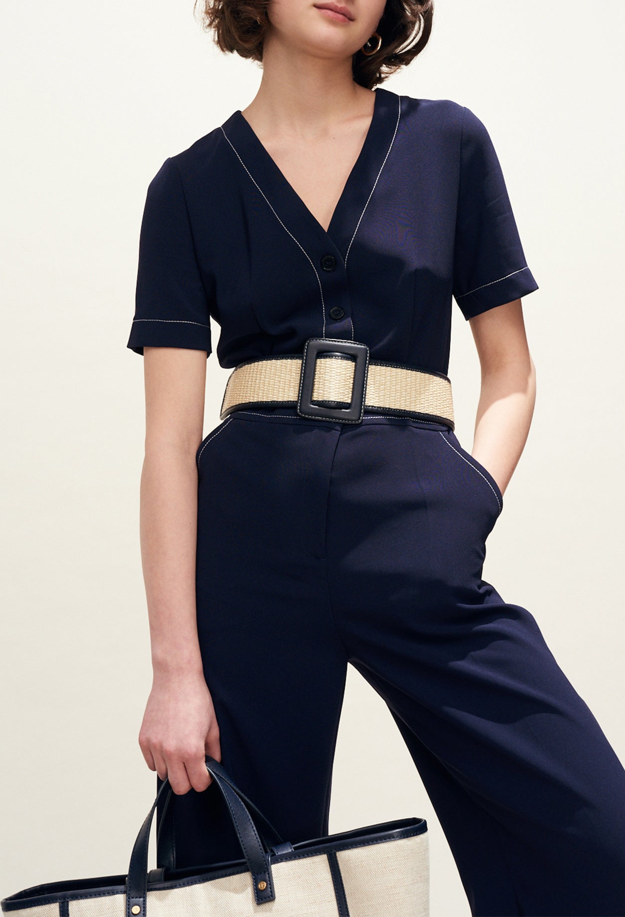 Combi-pantalon surpiqûres contrastées Faume - seconde main