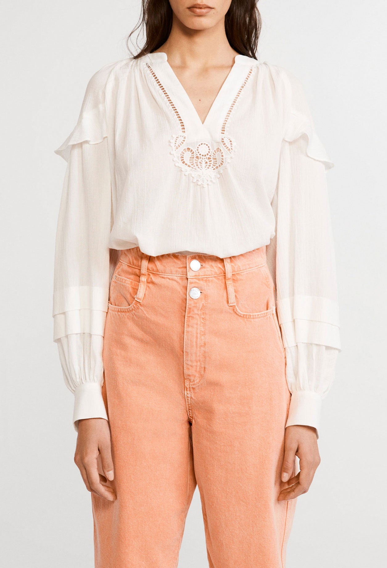 Blouse à manches bouffantes en coton bio Faume - seconde main