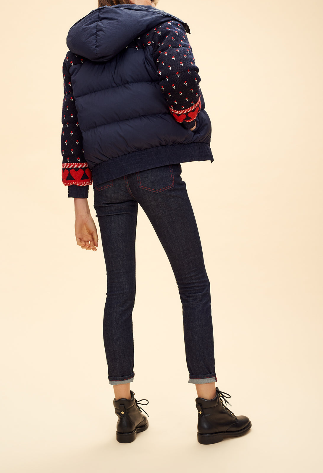 Doudoune courte empiècements jacquard Faume - seconde main