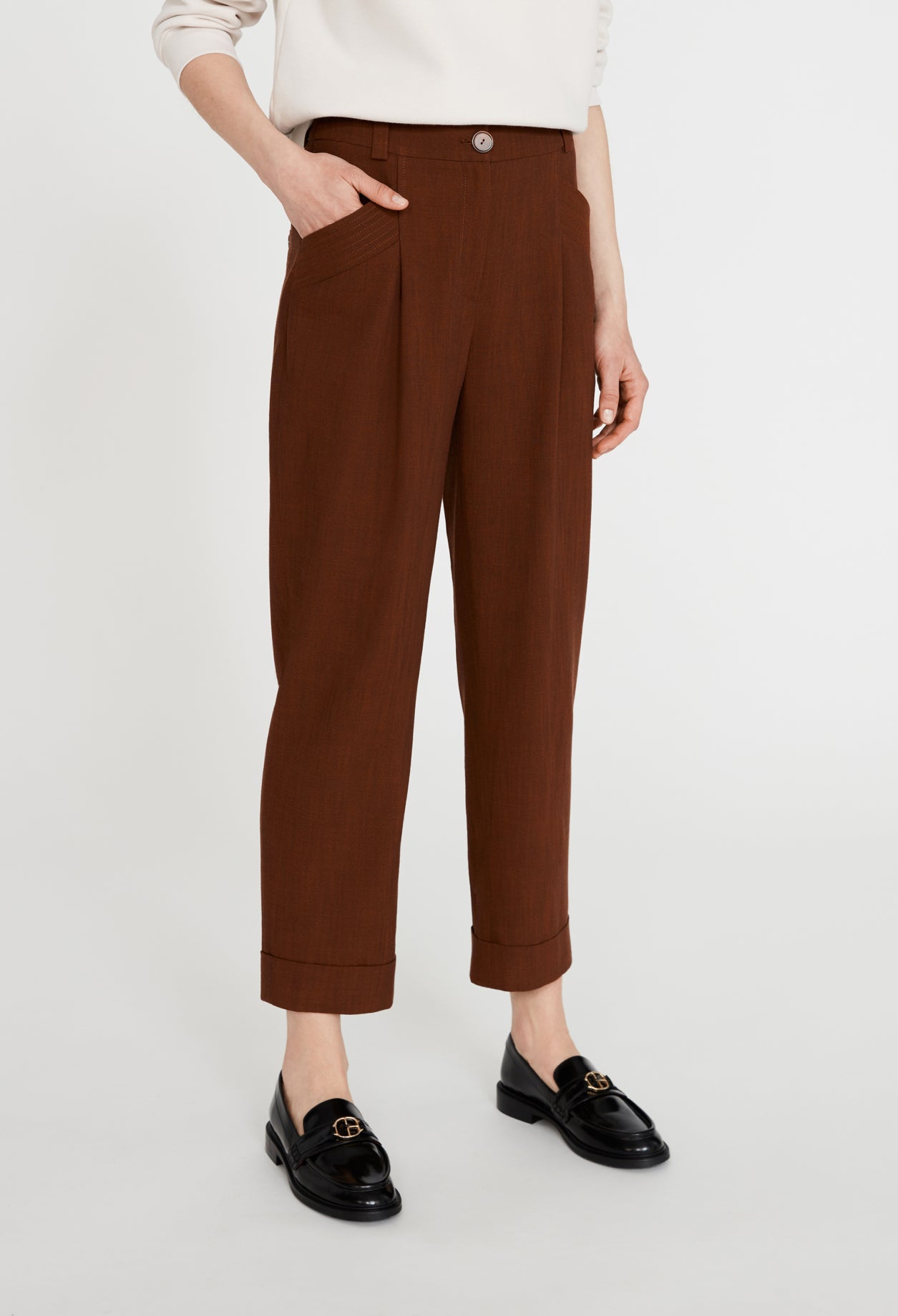 Pantalon marron tailleur Faume - seconde main