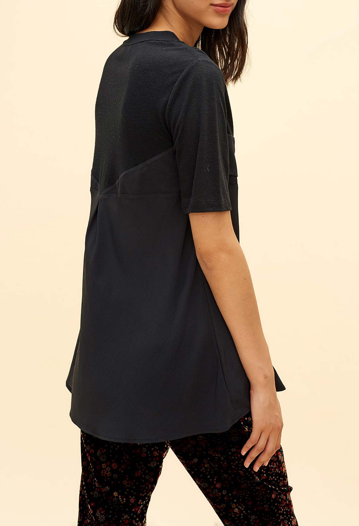 T-shirt évasé bi-matière Faume - seconde main