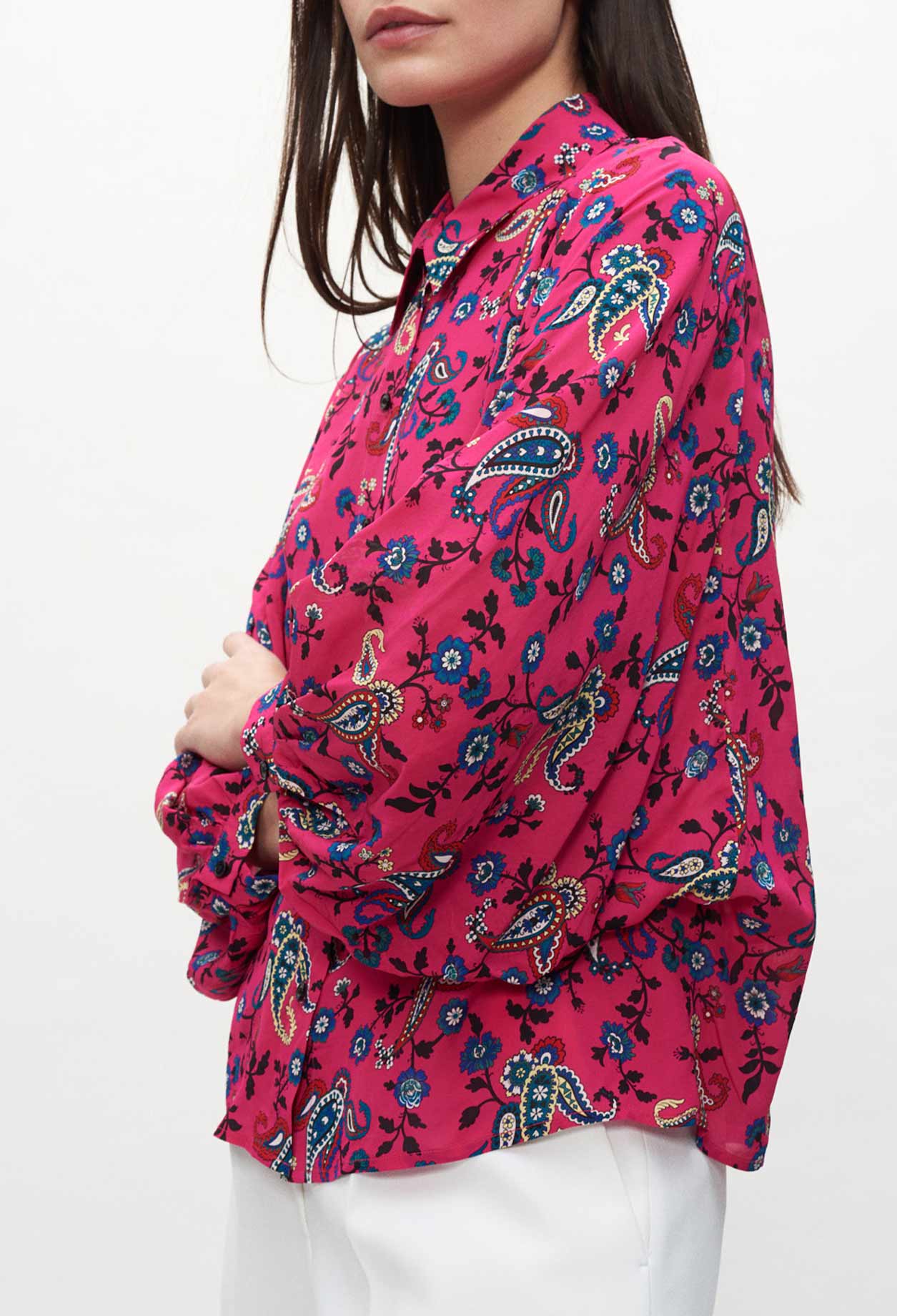 Chemise imprimée rose fuchsia Faume - seconde main