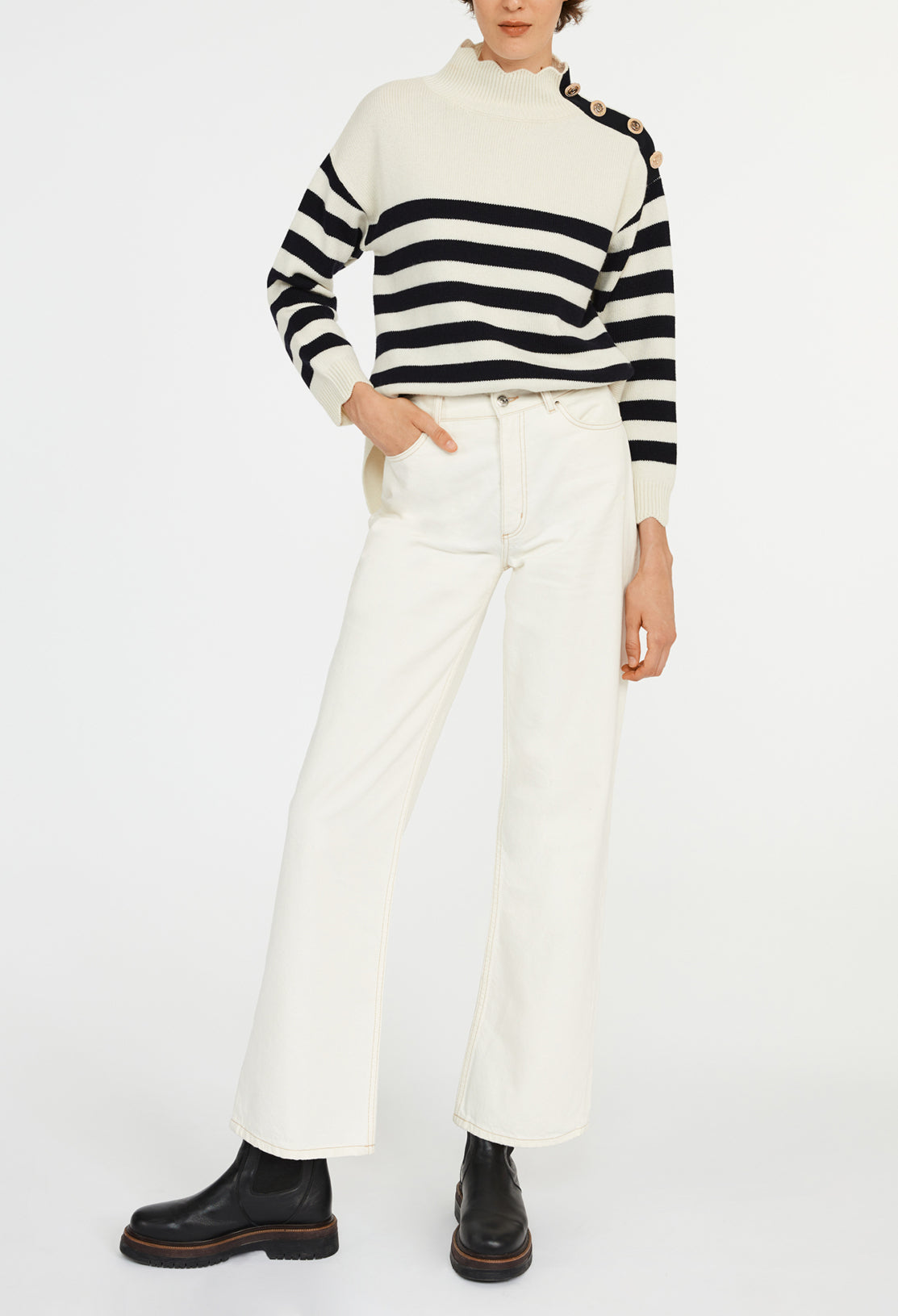 Pull marin à col montant Faume - seconde main