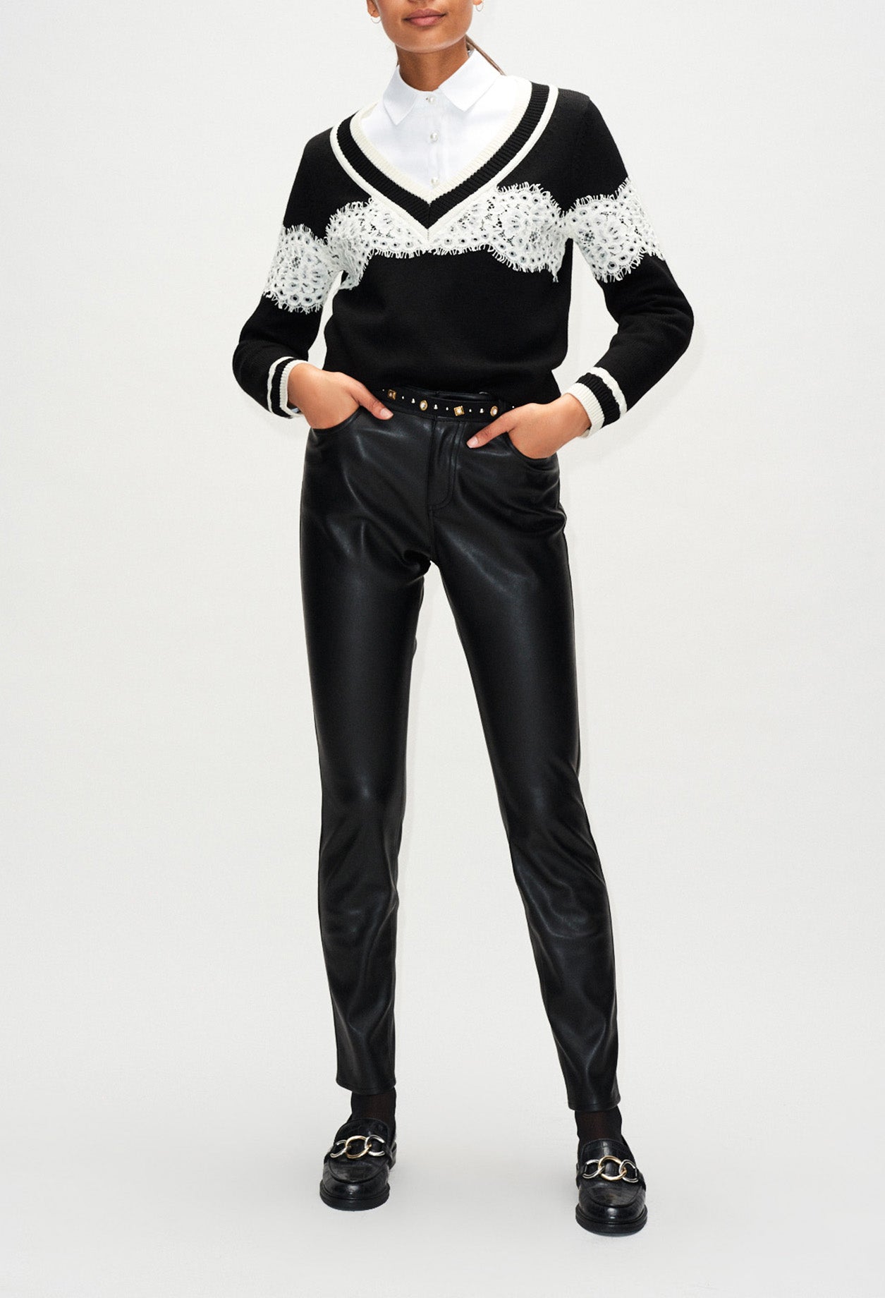 Pull mik col V bicolor Faume - seconde main