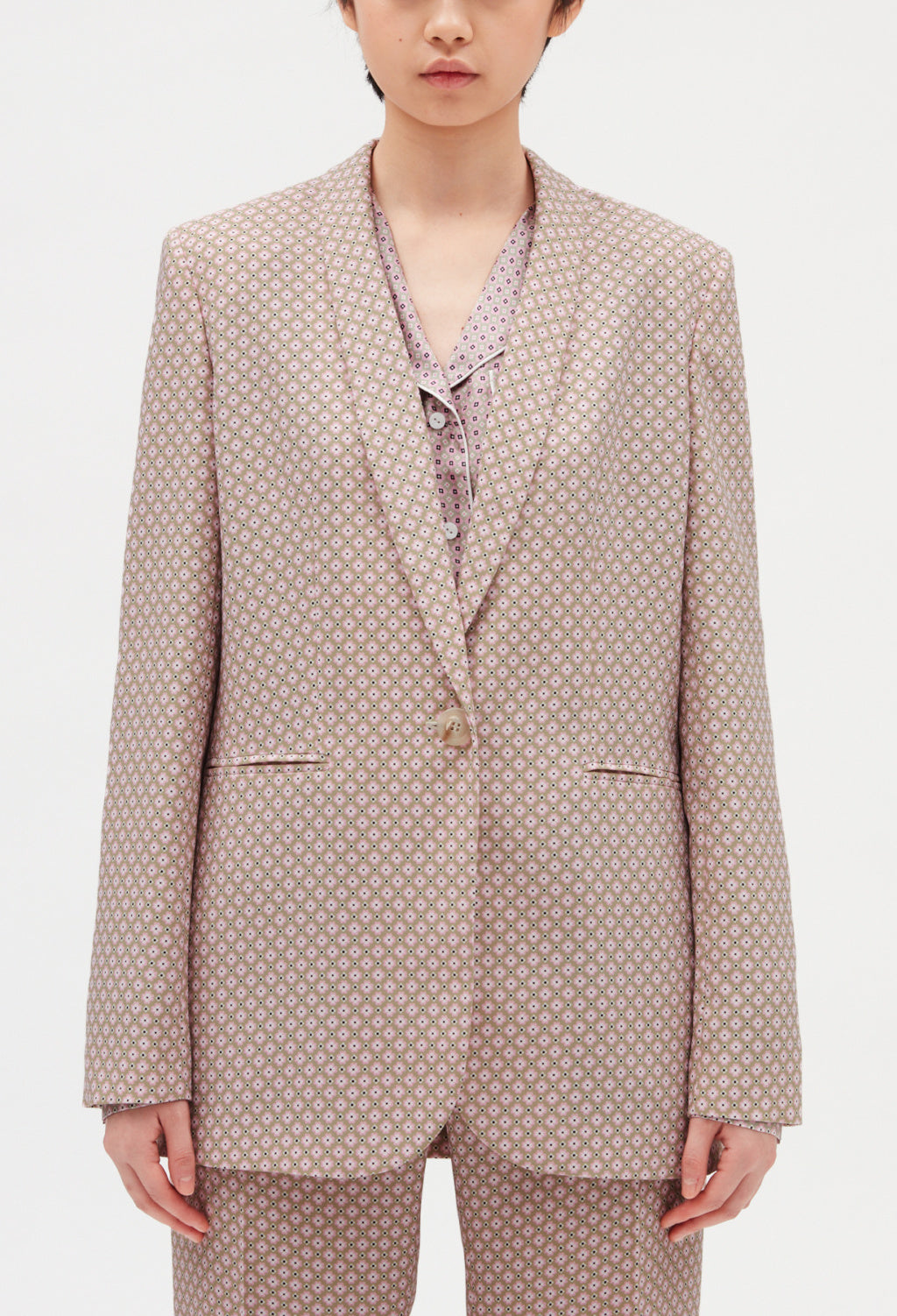 Veste tailleur imprimé rose Faume - seconde main