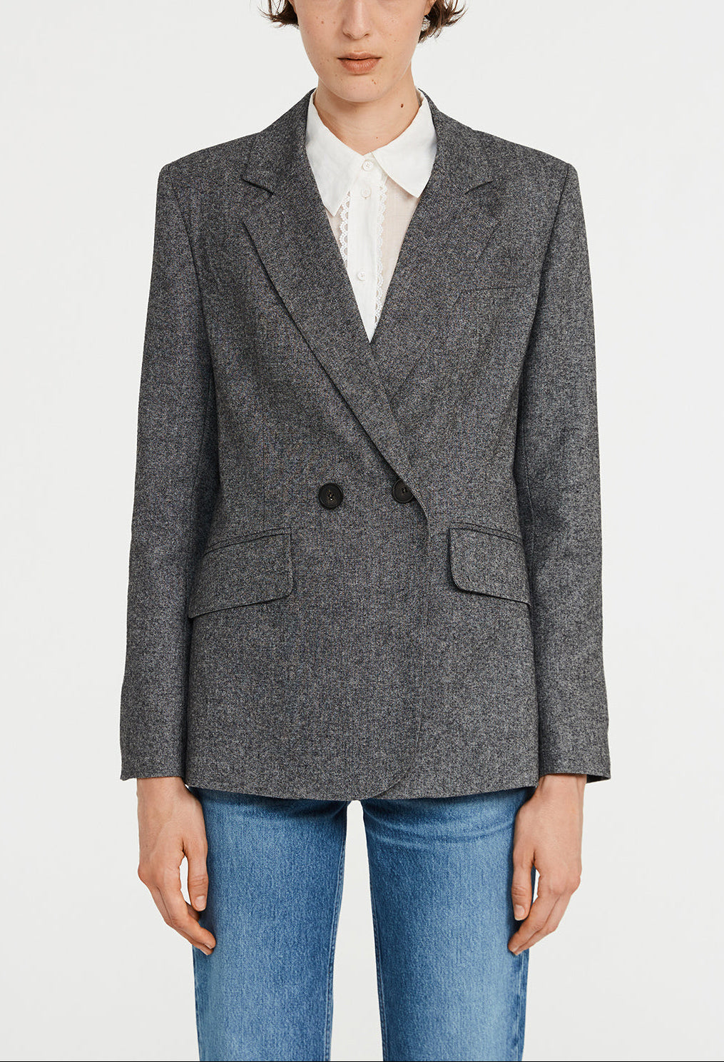 Veste tailleur gris chiné Faume - seconde main