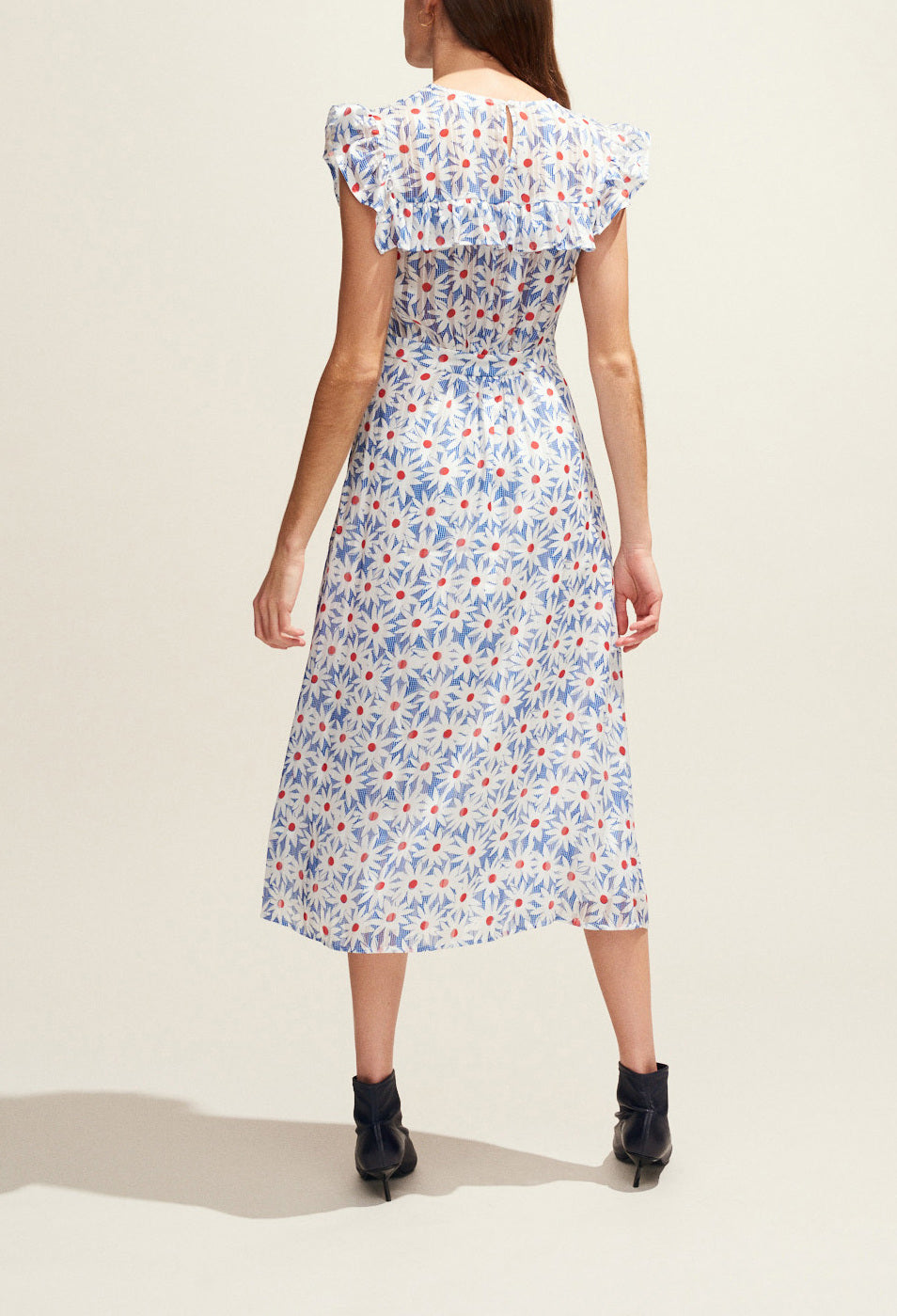 Robe longue à volants imprimé marguerite Faume - seconde main