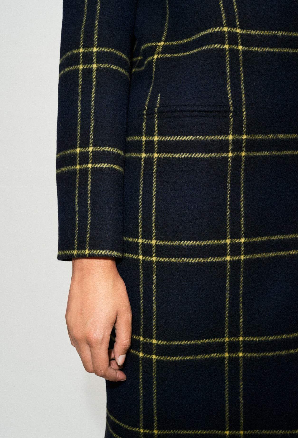 Manteau long détail carreaux Faume - seconde main