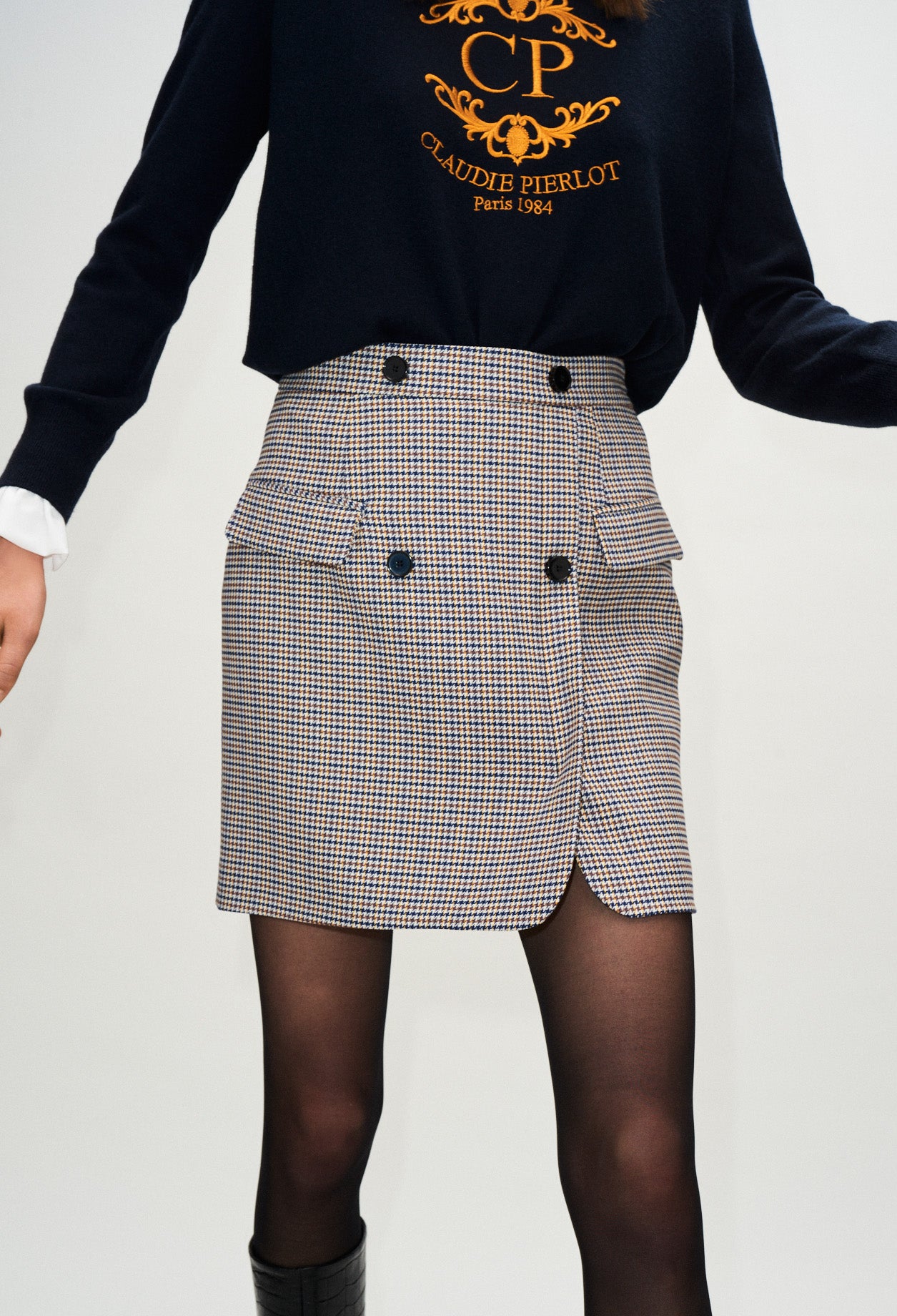 Jupe tailleur droite à carreaux Faume - seconde main