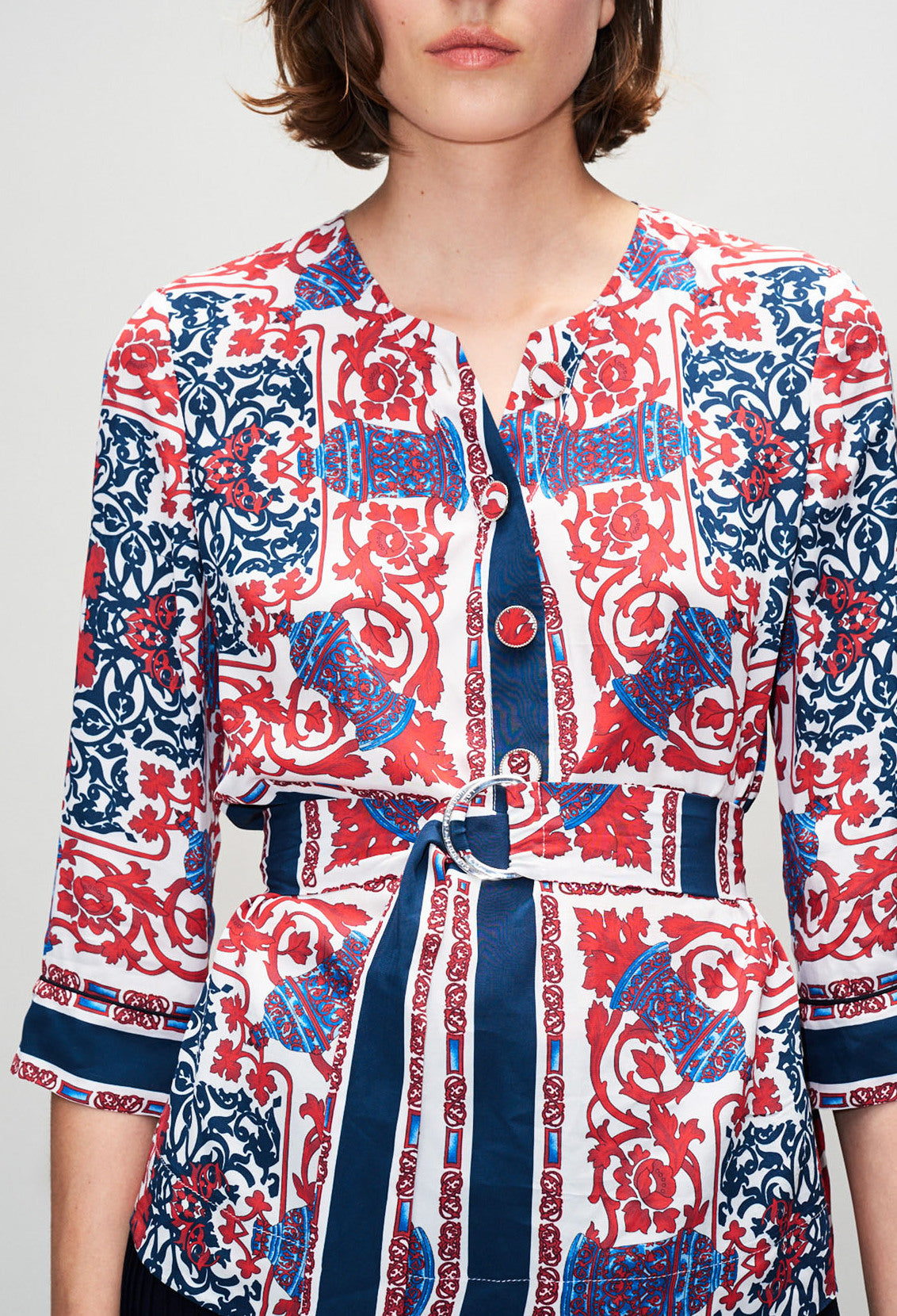 Top boutonné imprimé foulard Faume - seconde main