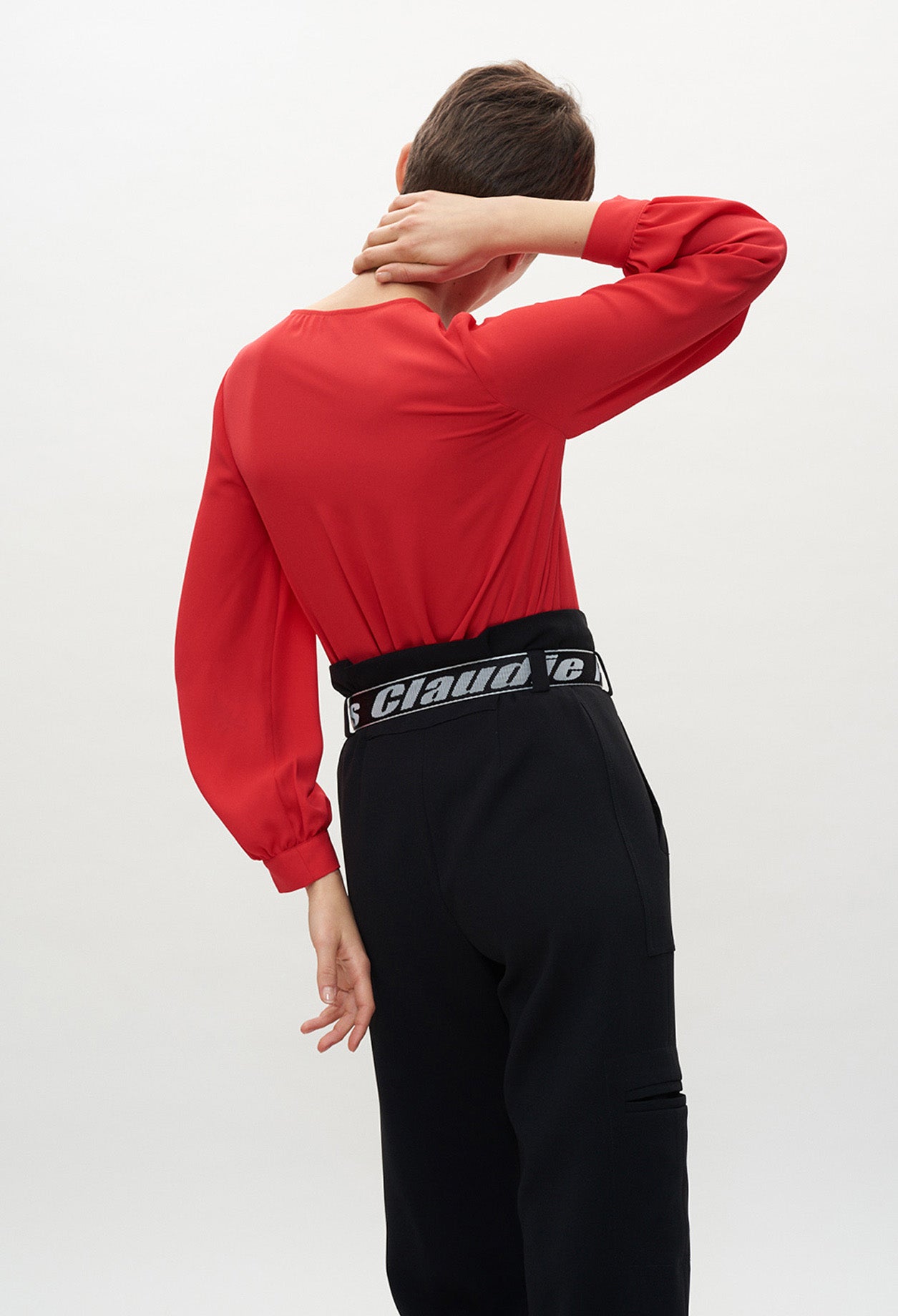 Blouse rouge tablier Faume - seconde main