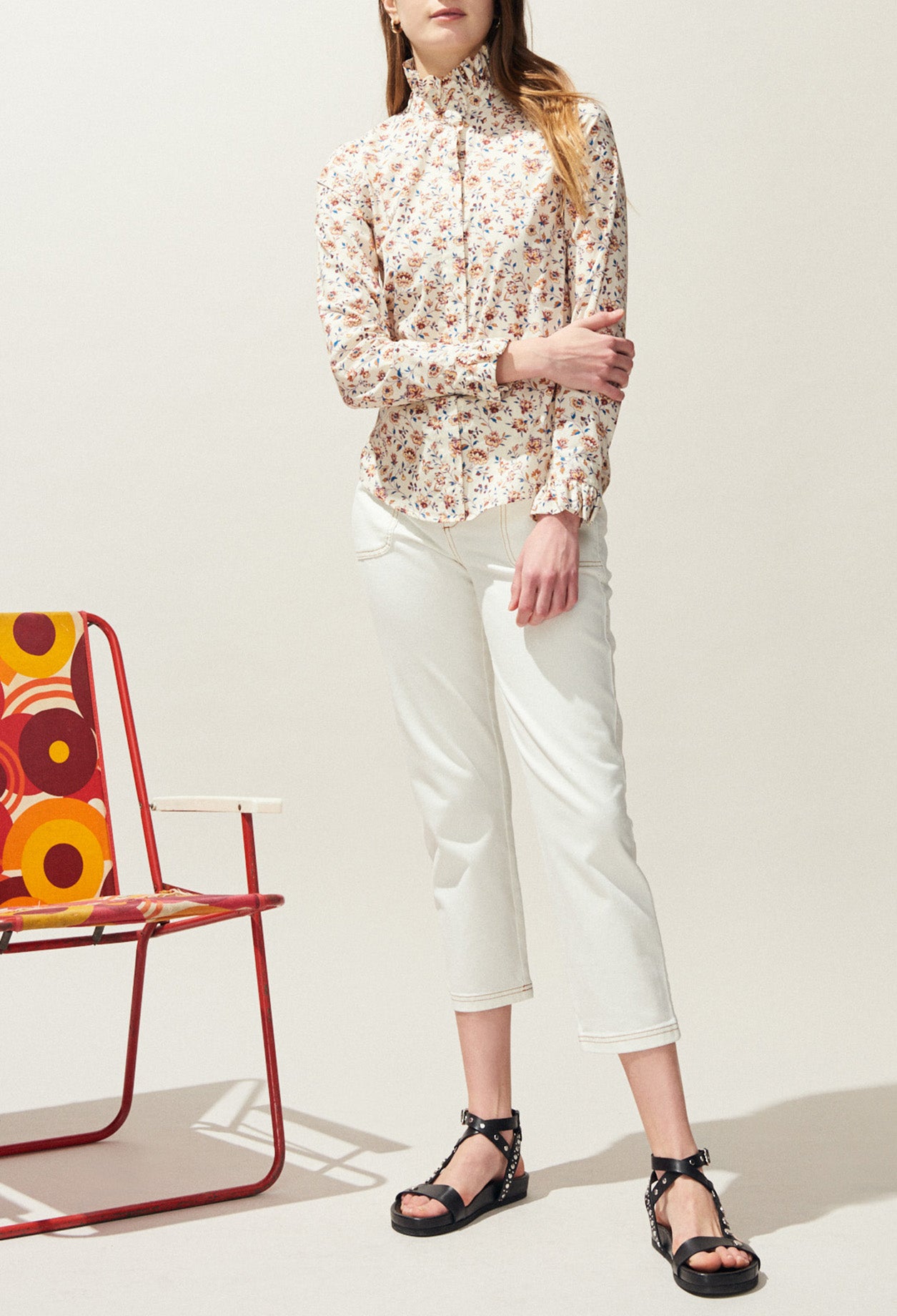 Chemise col victorien imprimé fleuri Faume - seconde main
