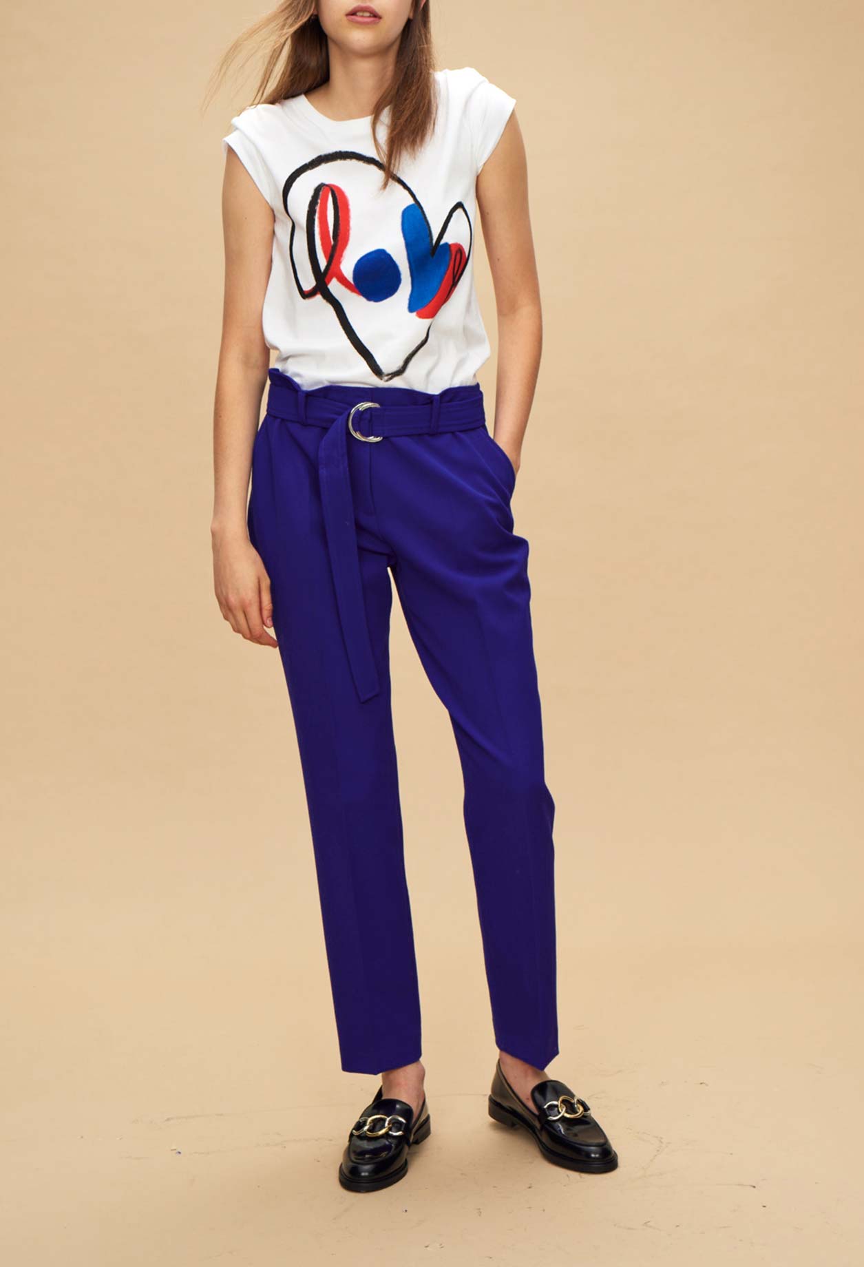 Pantalon tailleur ceinture bloucle Faume - seconde main