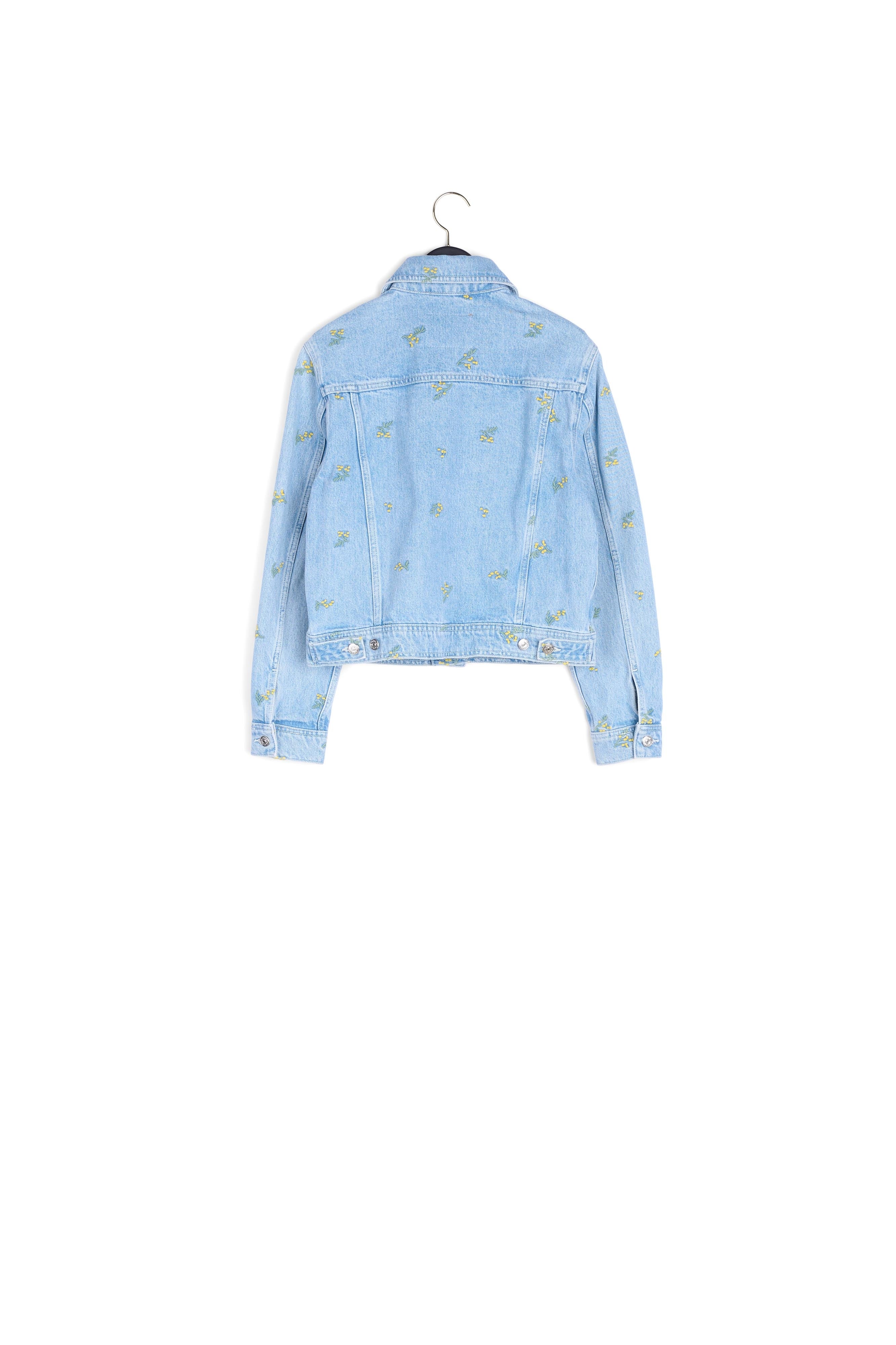 Veste jean broderies mimosa Faume - seconde main