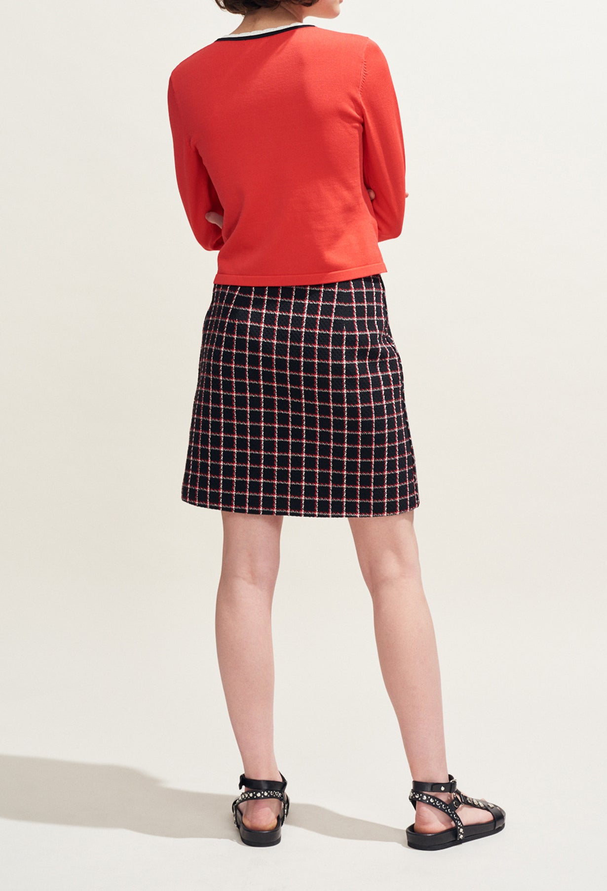 Jupe courte en tweed à carreaux Faume - seconde main