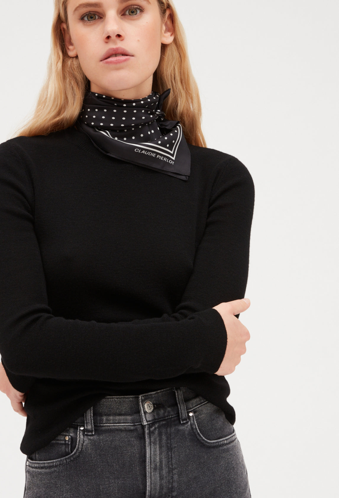 Foulard noir 100% soie Faume - seconde main