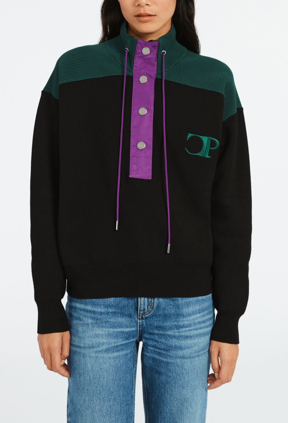 Sweatshirt Minimum col boutonné marine Faume - seconde main