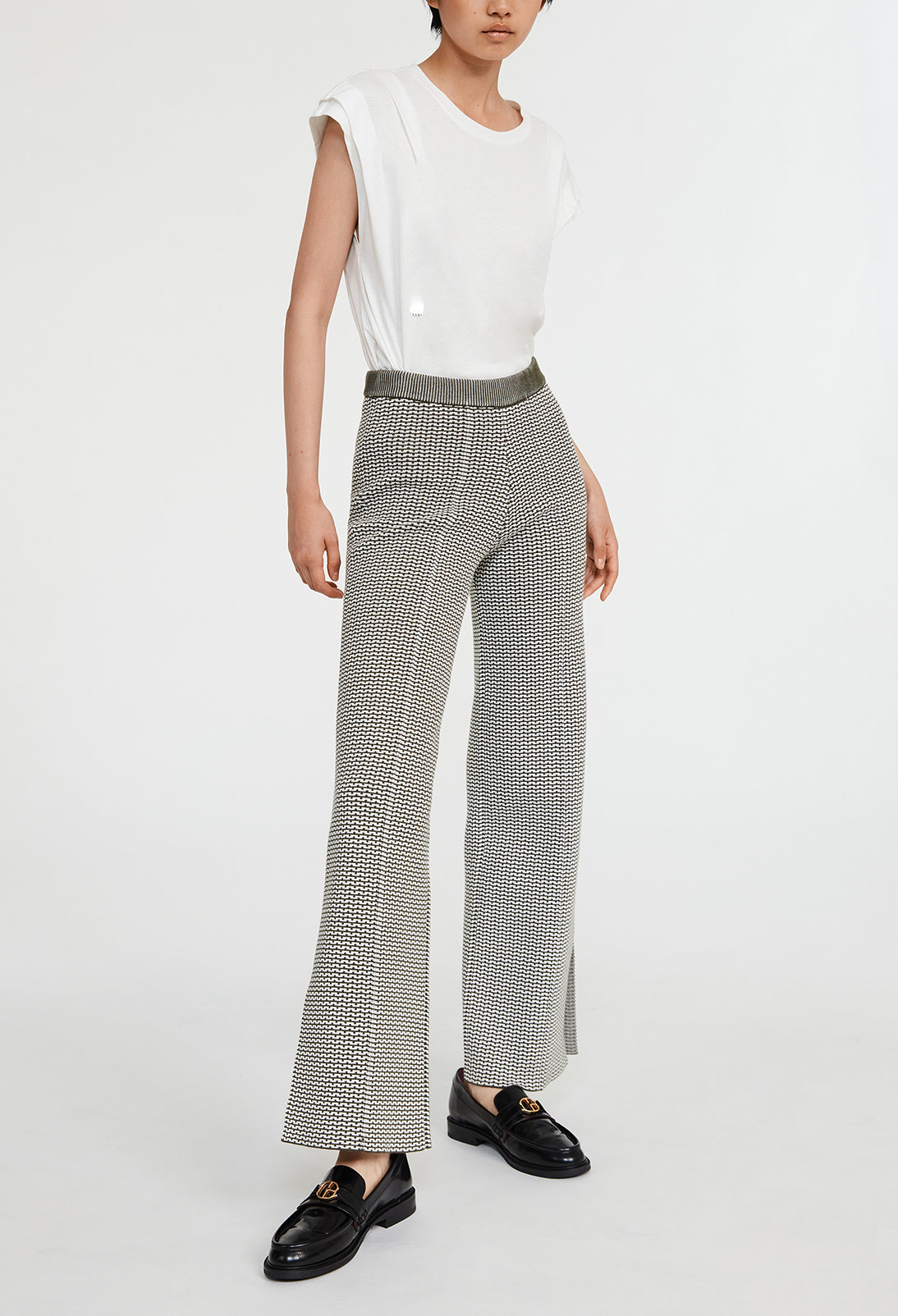 Pantalon bicolore maille à motifs Faume - seconde main