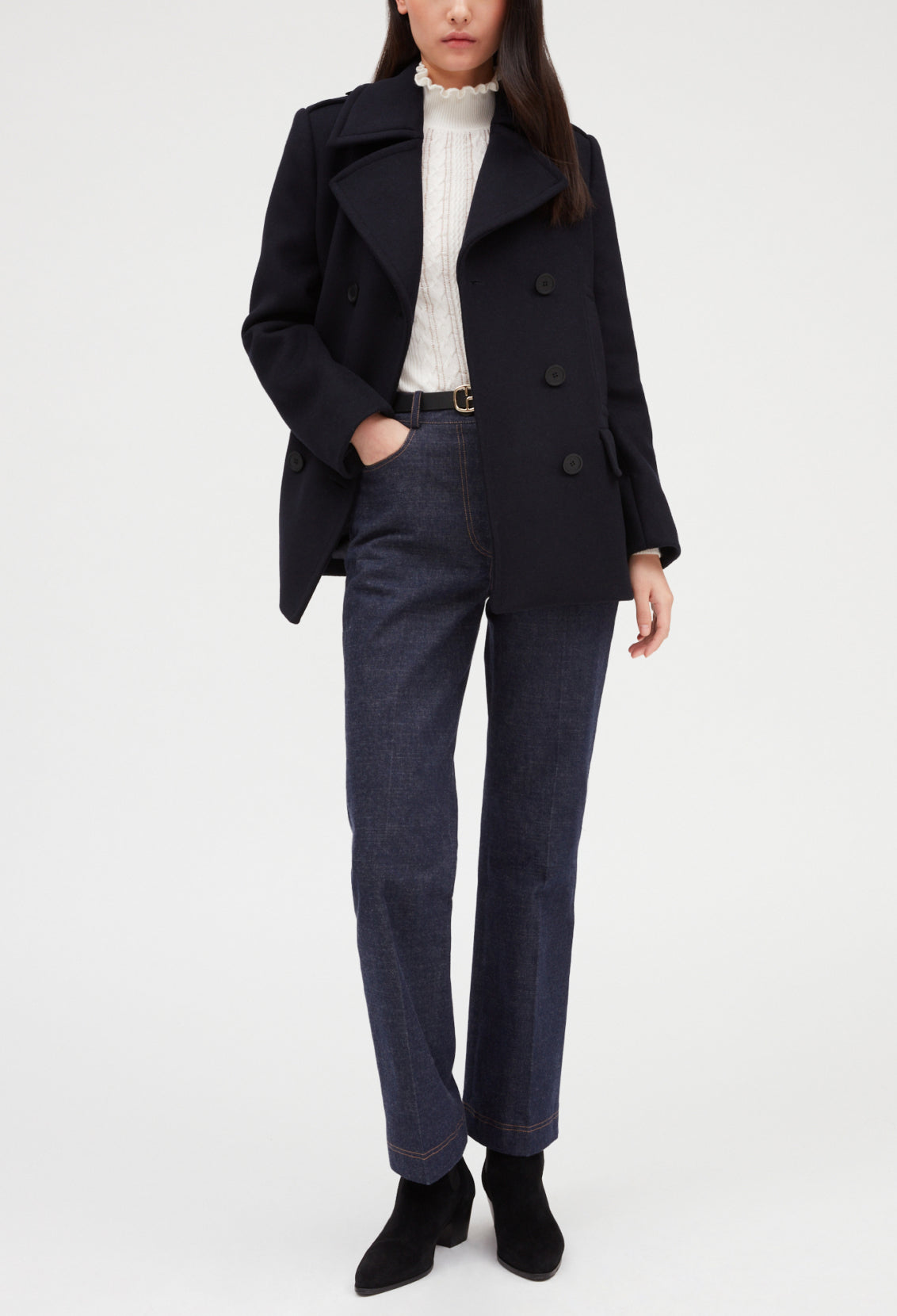 Caban marine en laine mélangée Faume - seconde main