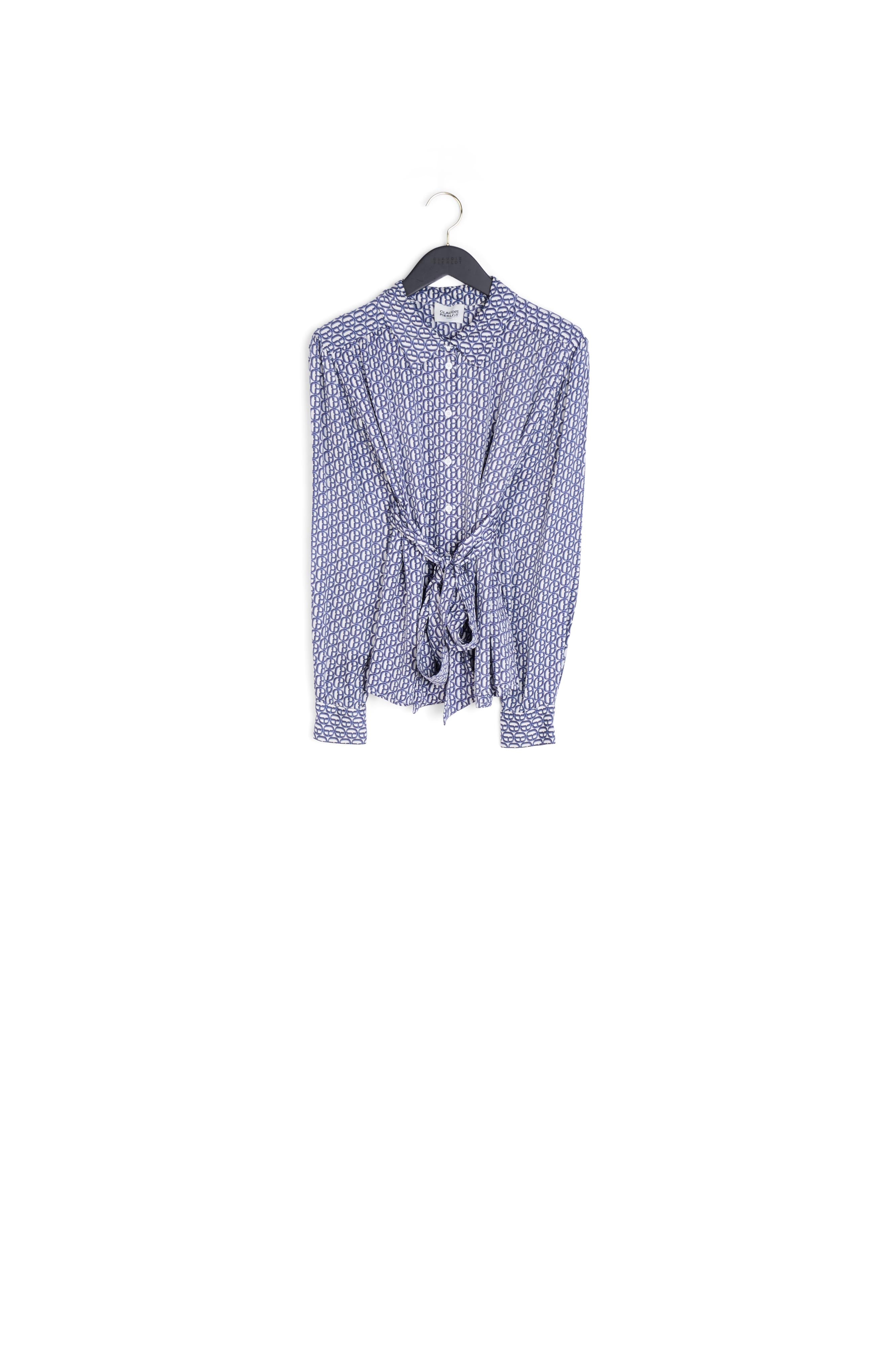 Chemise col lavallière amovible bleu Faume - seconde main