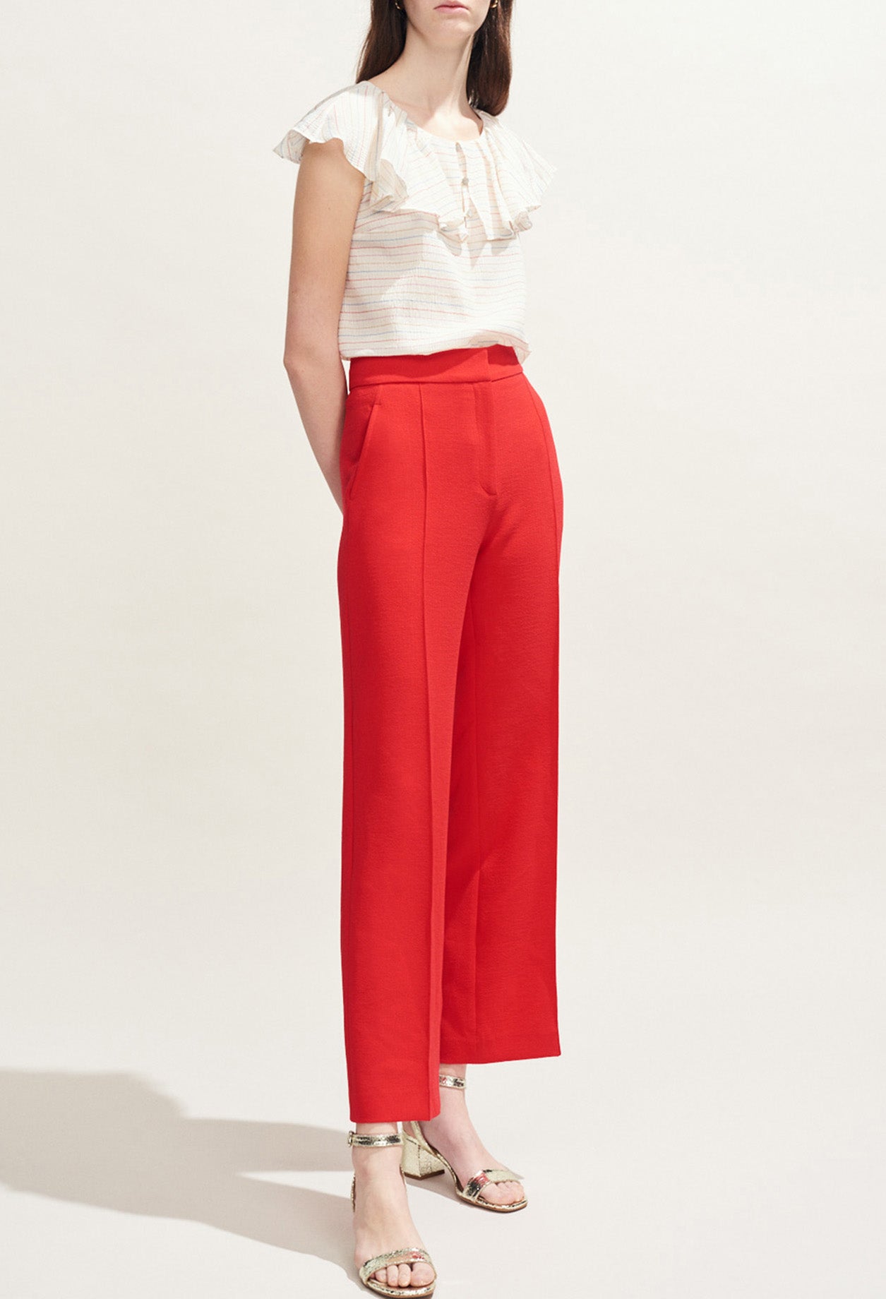 Top rayures bayadères à volant Faume - seconde main