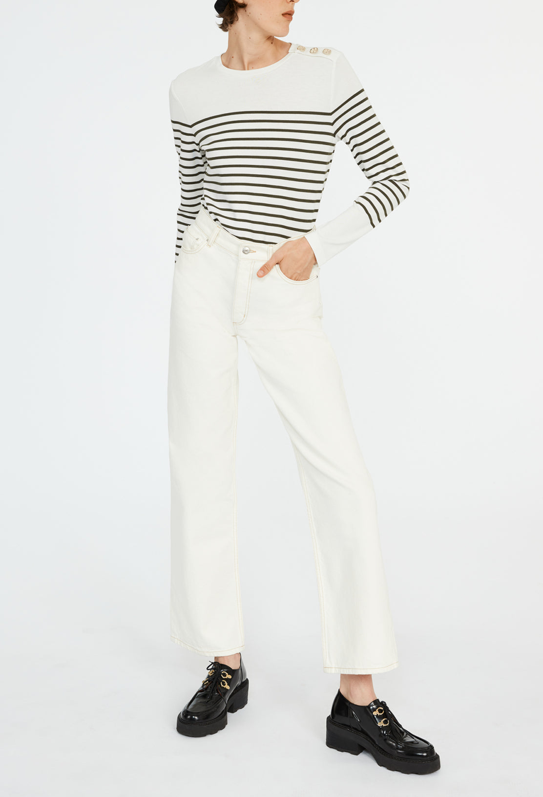 T-shirt marinièr à bouton Faume - seconde main