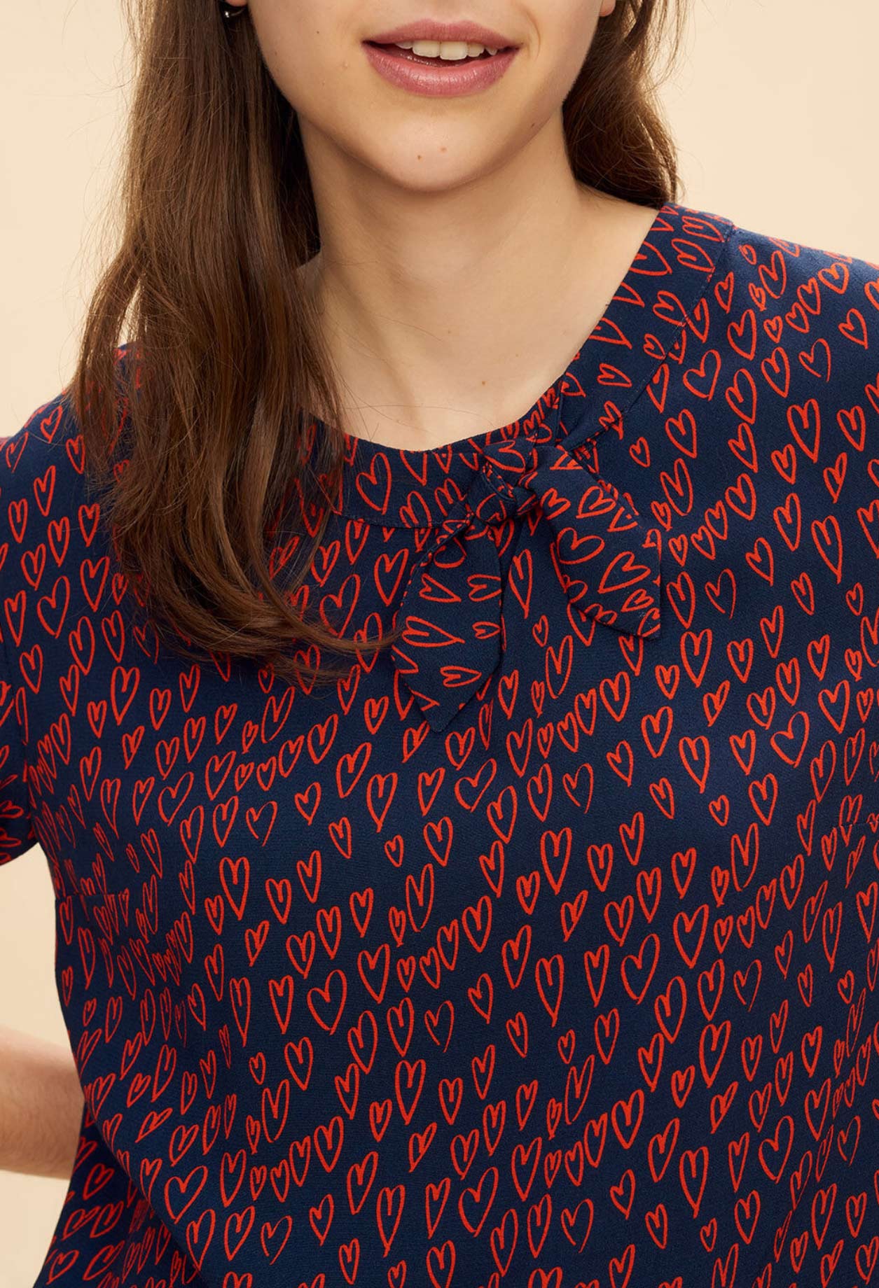 Top imprimé cœur détail nœud Faume - seconde main