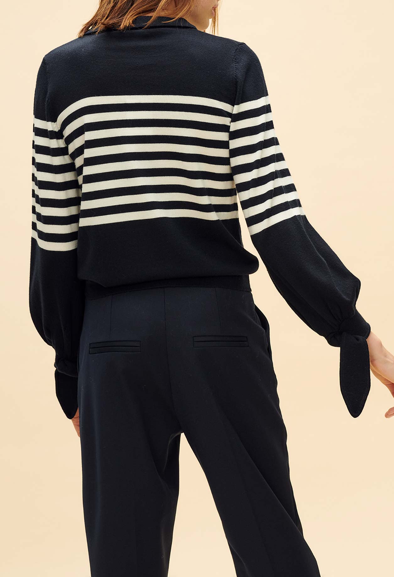 Pull marinière col chemise avec nœuds Faume - seconde main