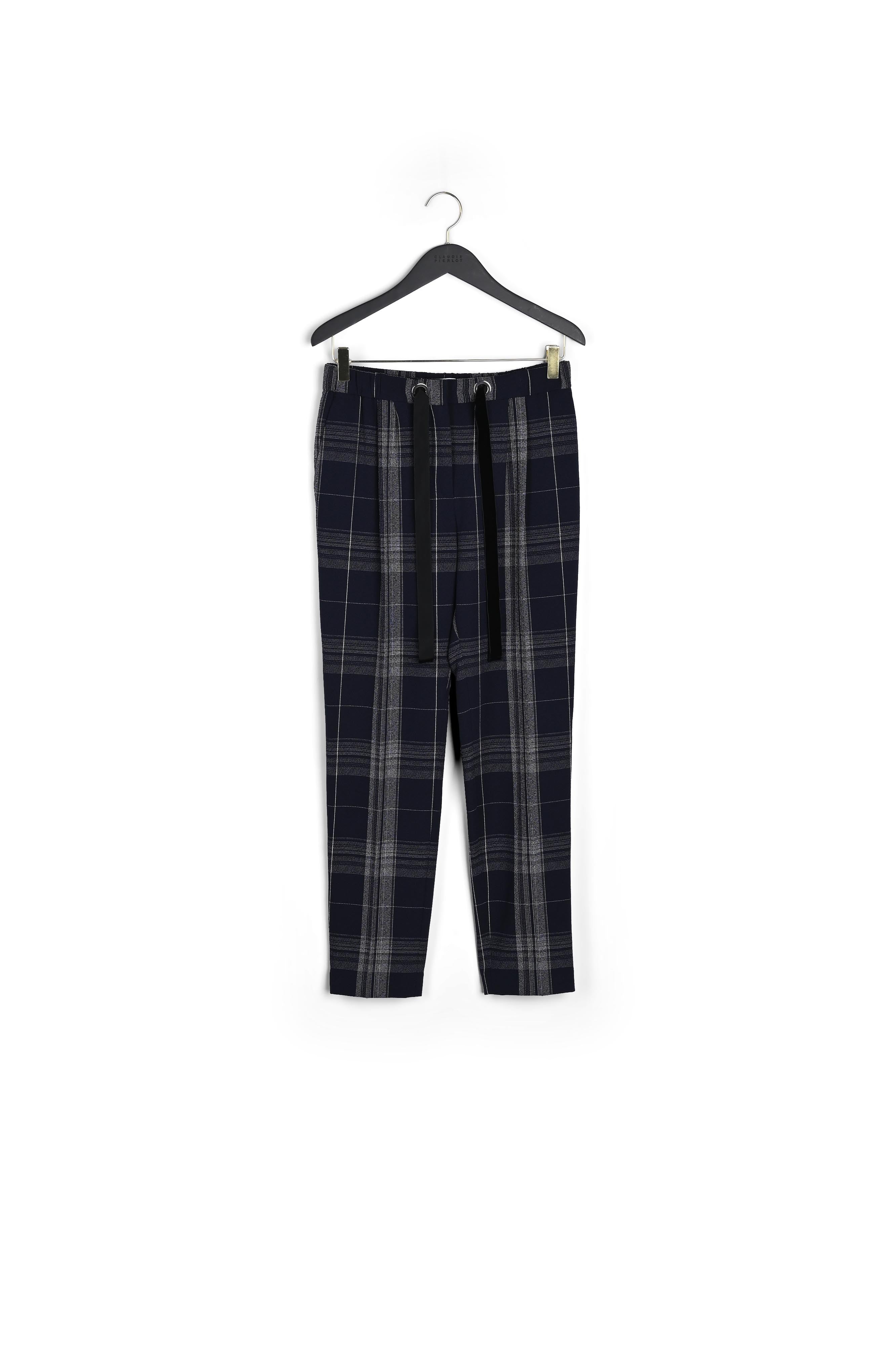 Pantalon à carreaux ceinture velours Faume - seconde main