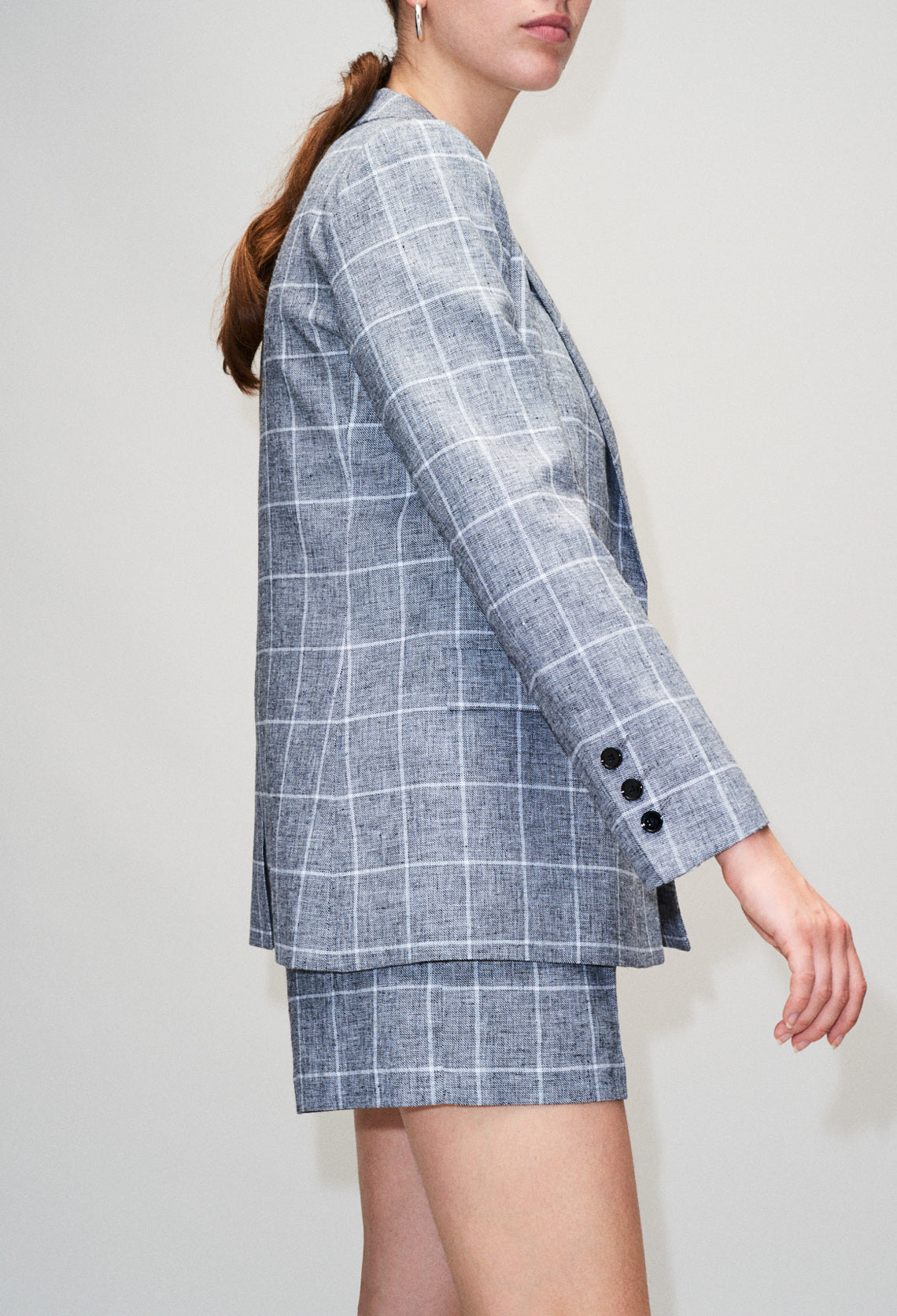 Veste blazer longue croisée à carreaux Faume - seconde main