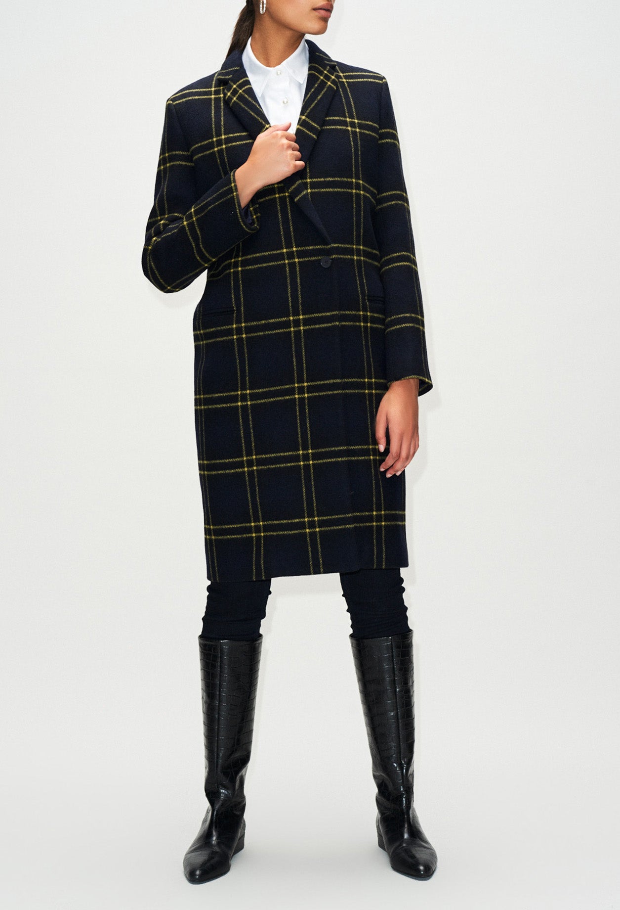 Manteau long détail carreaux Faume - seconde main