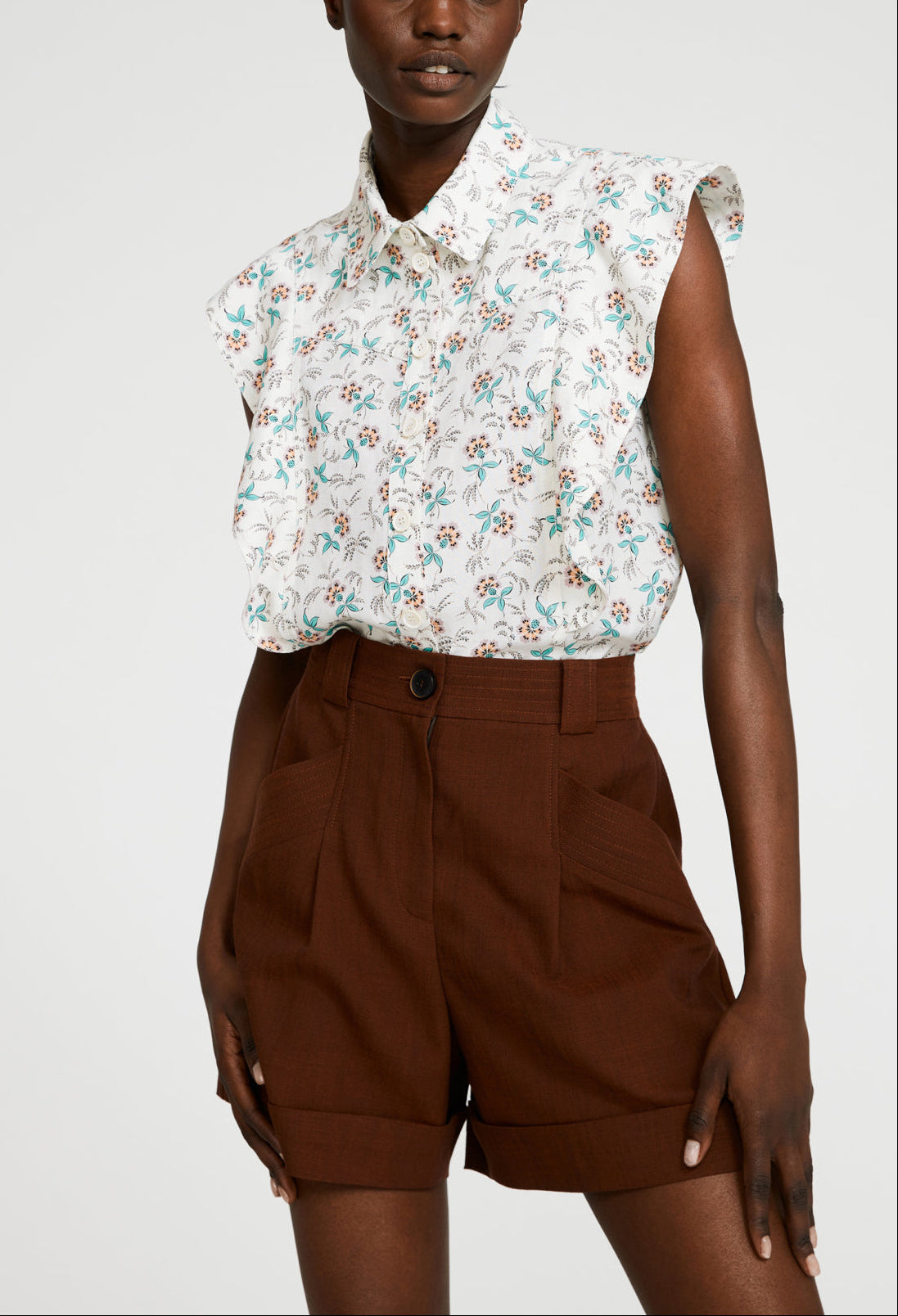 Chemise blanche imprimée sans manche Faume - seconde main