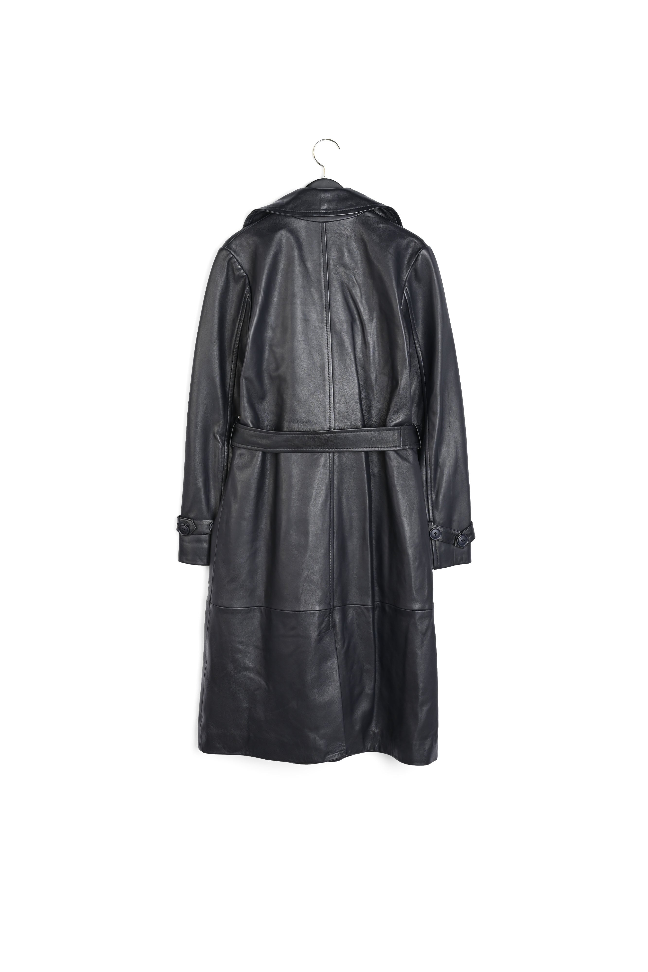 Trench marine cuir lisse Faume - seconde main