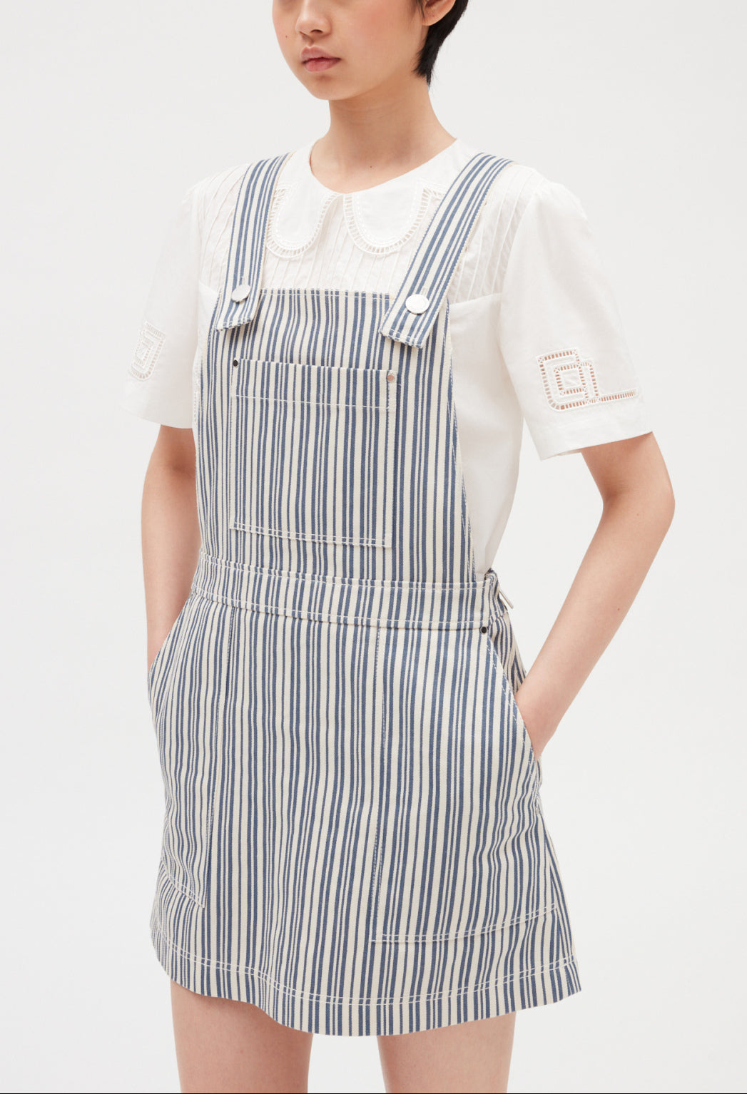 Robe salopette courte denom à rayures Faume - seconde main