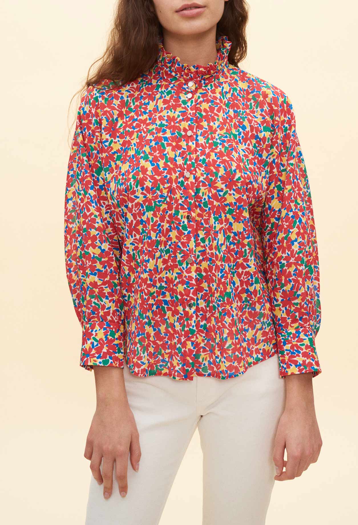 Chemise imprimée à col victorien Faume - seconde main