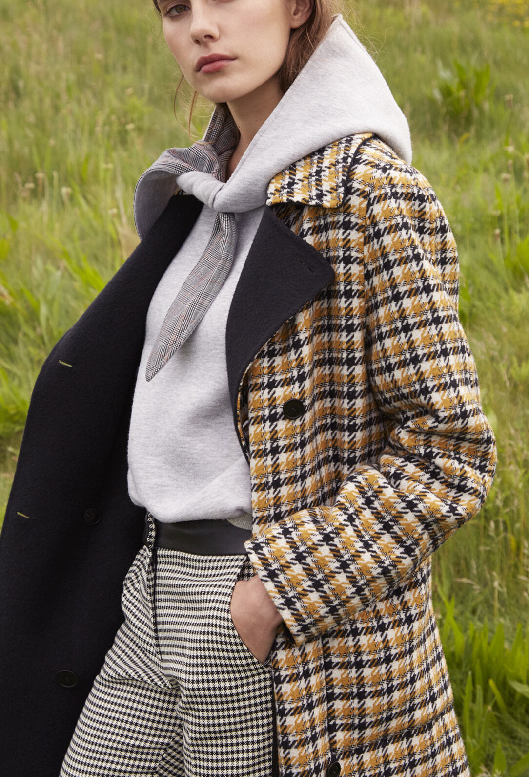 Pantalon pied de coq bande sporty Faume - seconde main