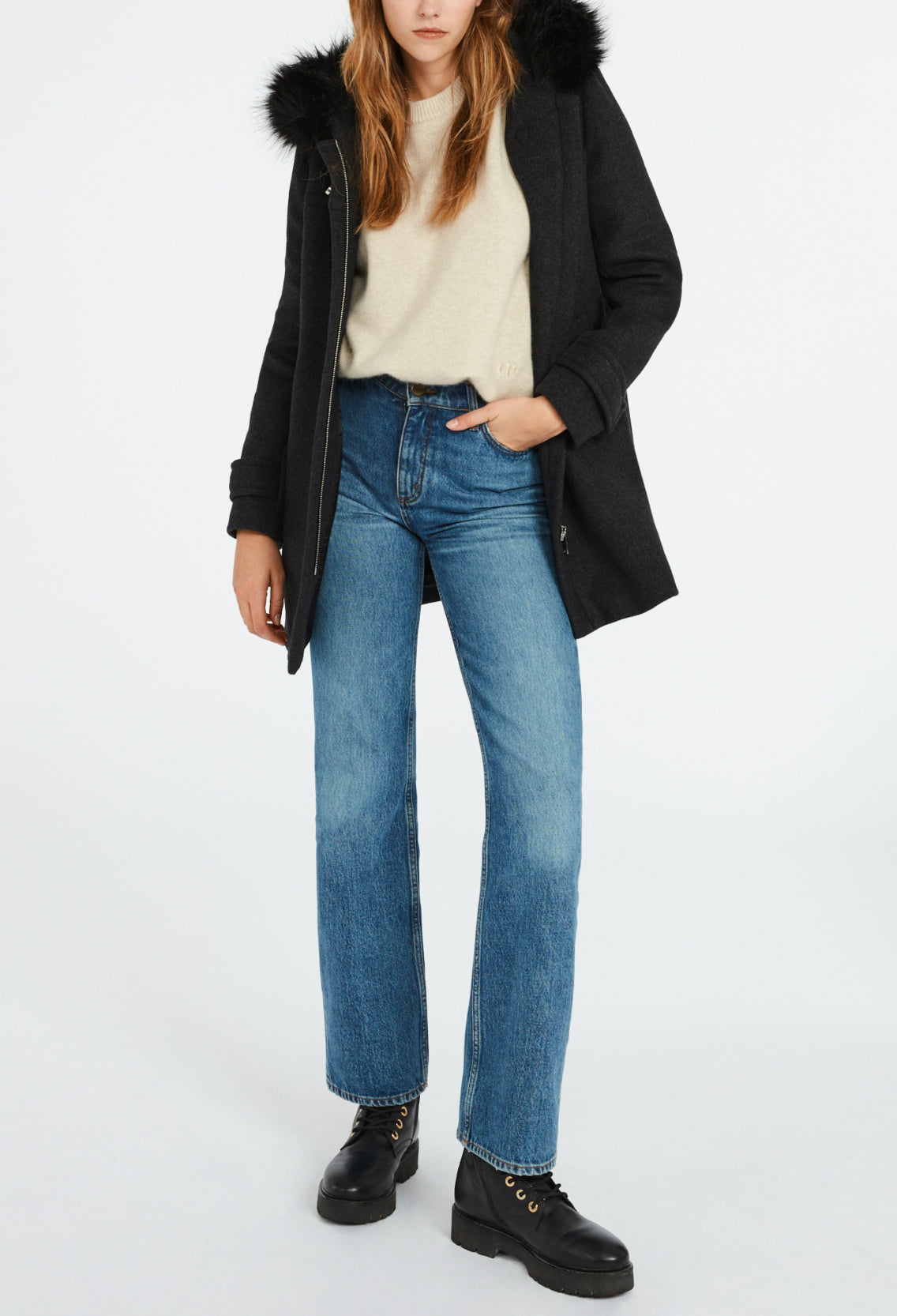 Manteau col fausse fourrure Faume - seconde main