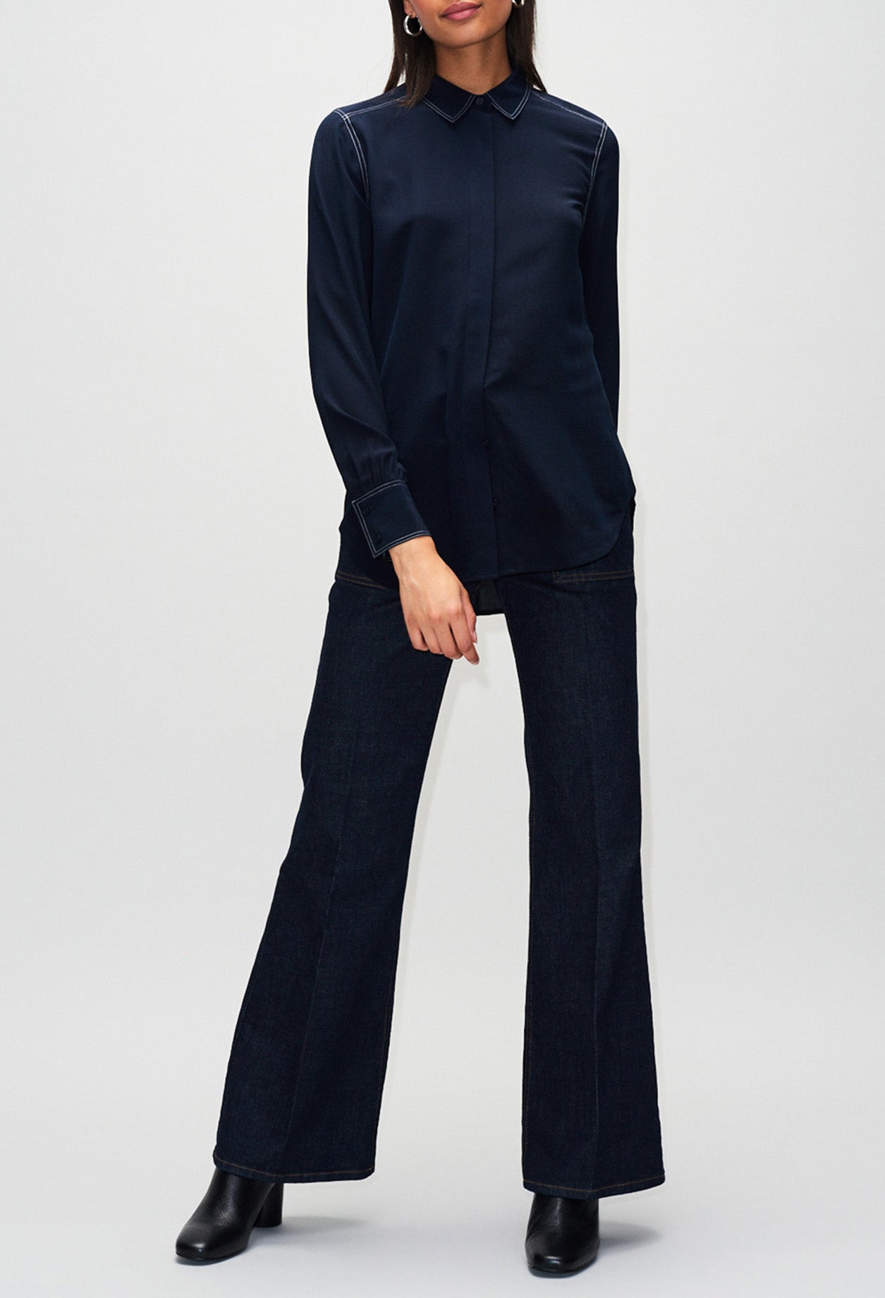 Chemise en soie détail surpiqure Faume - seconde main