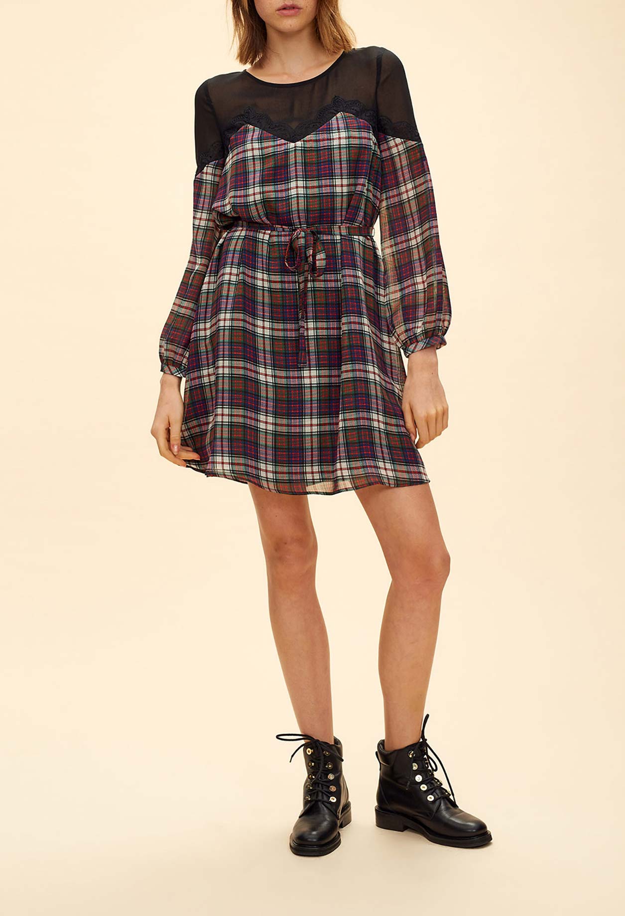 Robe à carreaux ceinturée Faume - seconde main