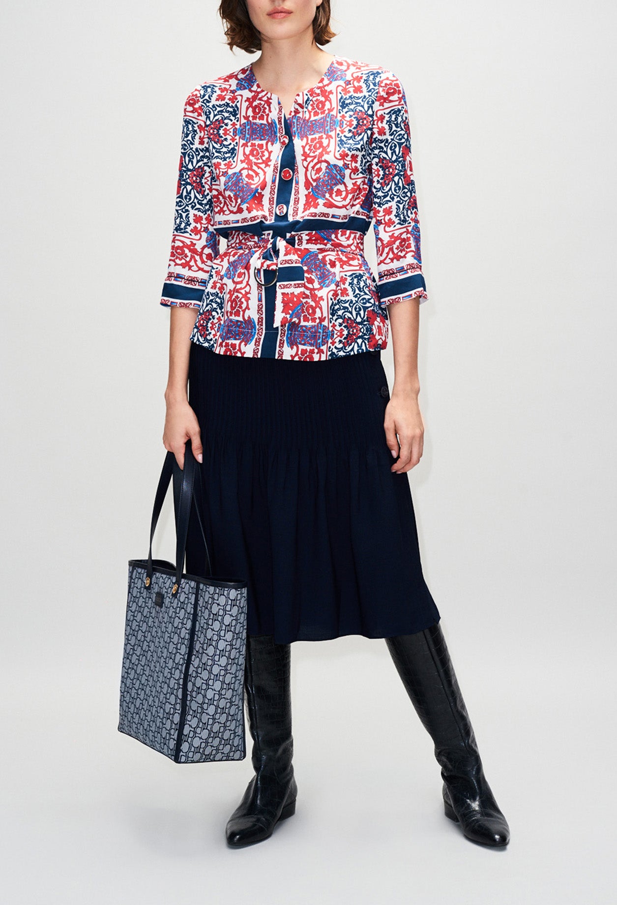 Top boutonné imprimé foulard Faume - seconde main