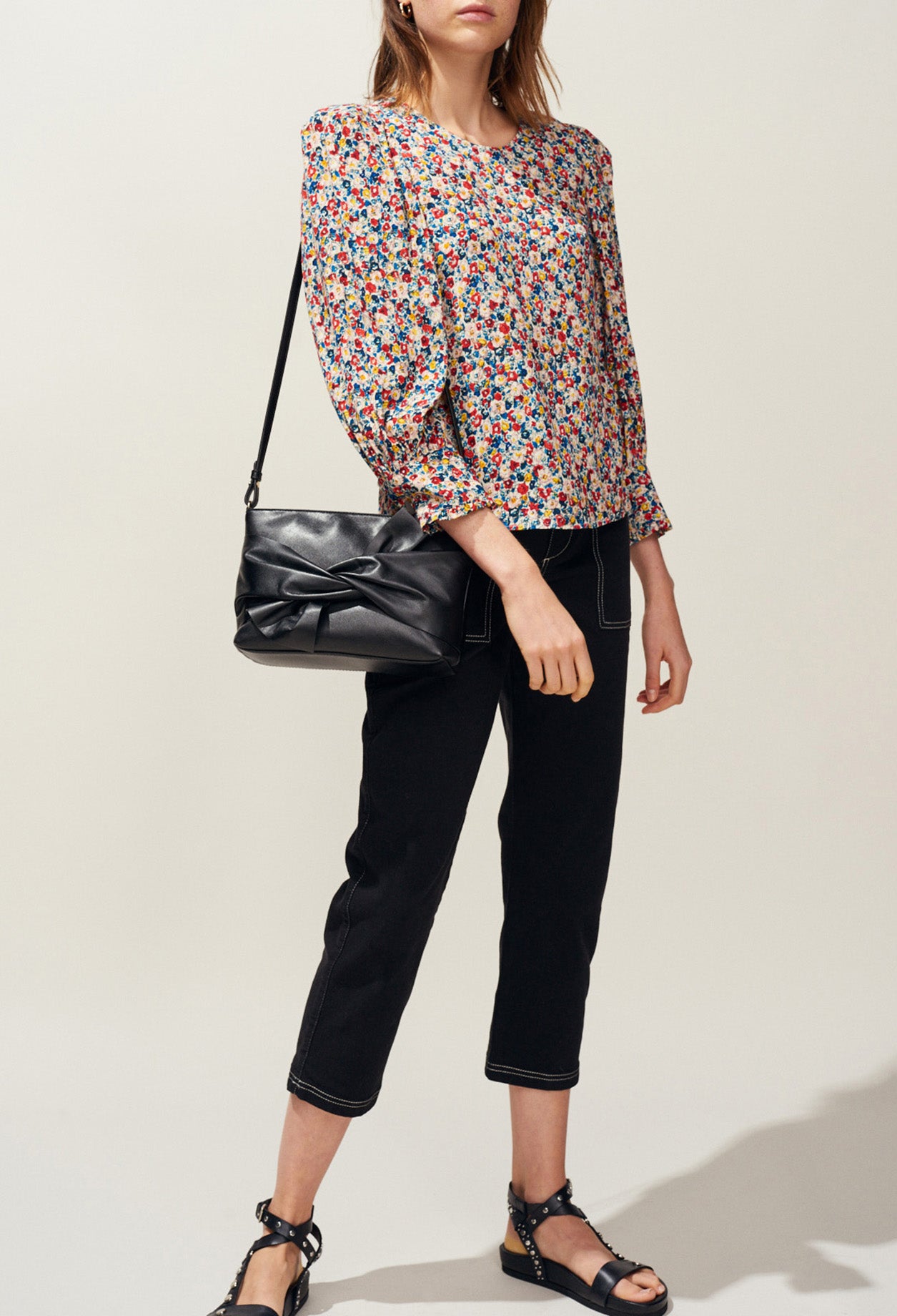 Top imprimé fleuri manches bouffantes Faume - seconde main