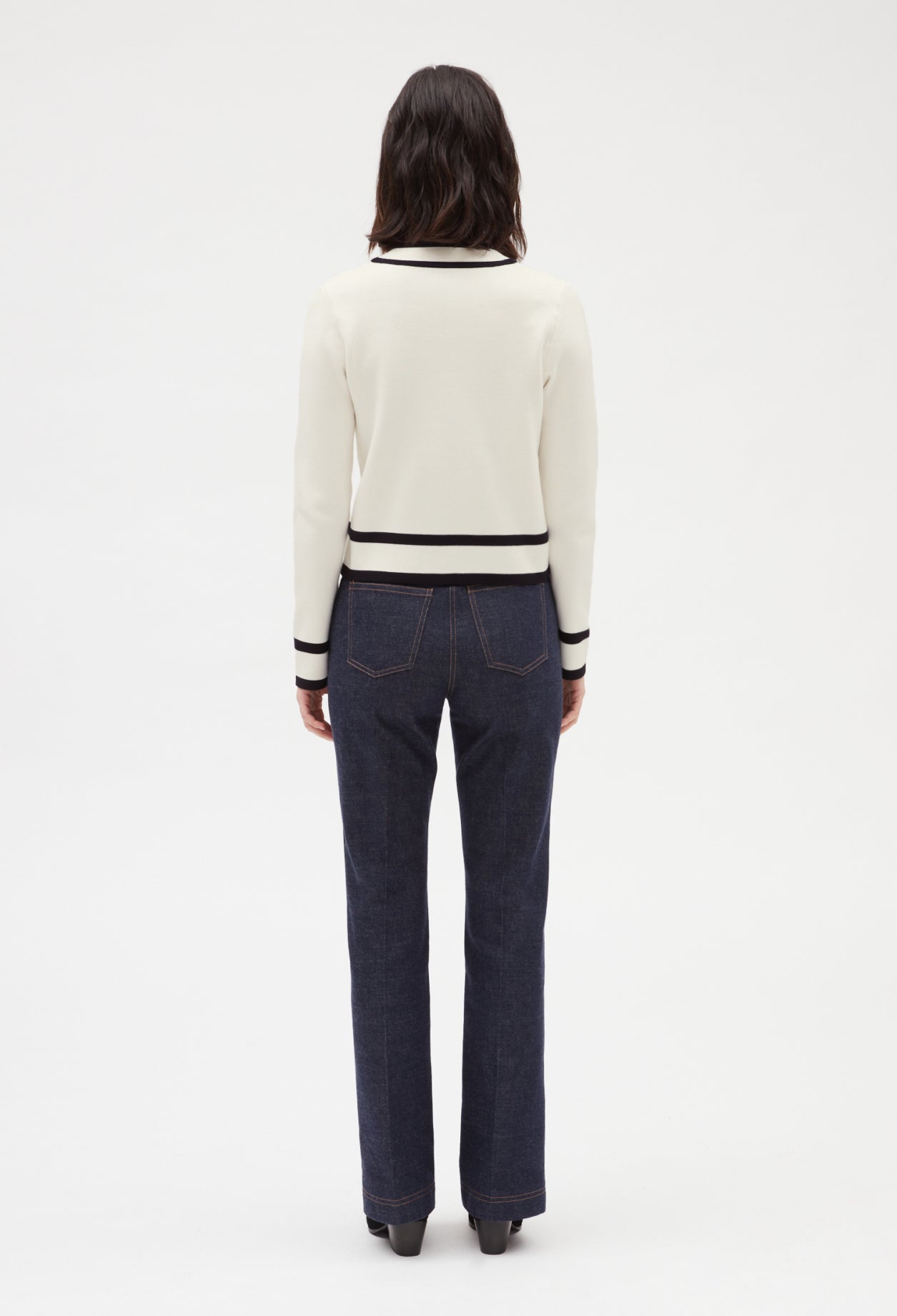 Cardigan bicolore poche brodée Faume - seconde main