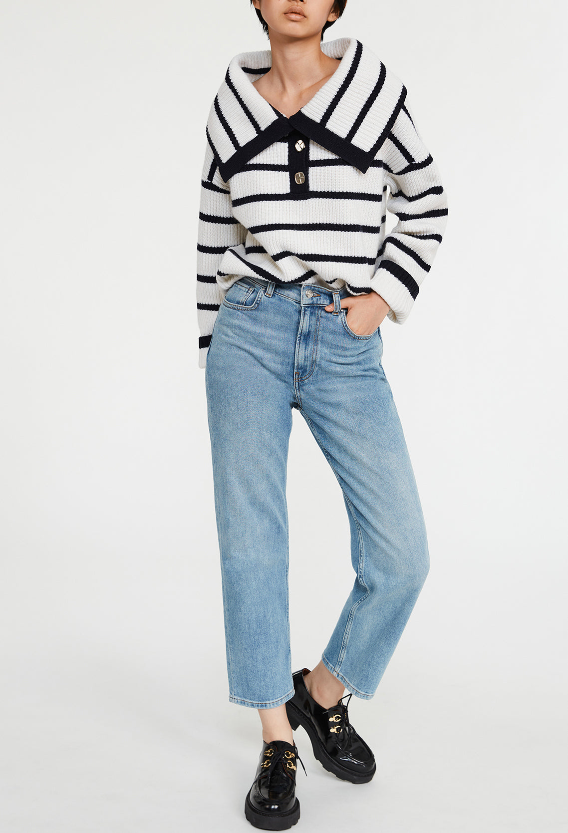 Pull bicolore à rayures laine Faume - seconde main