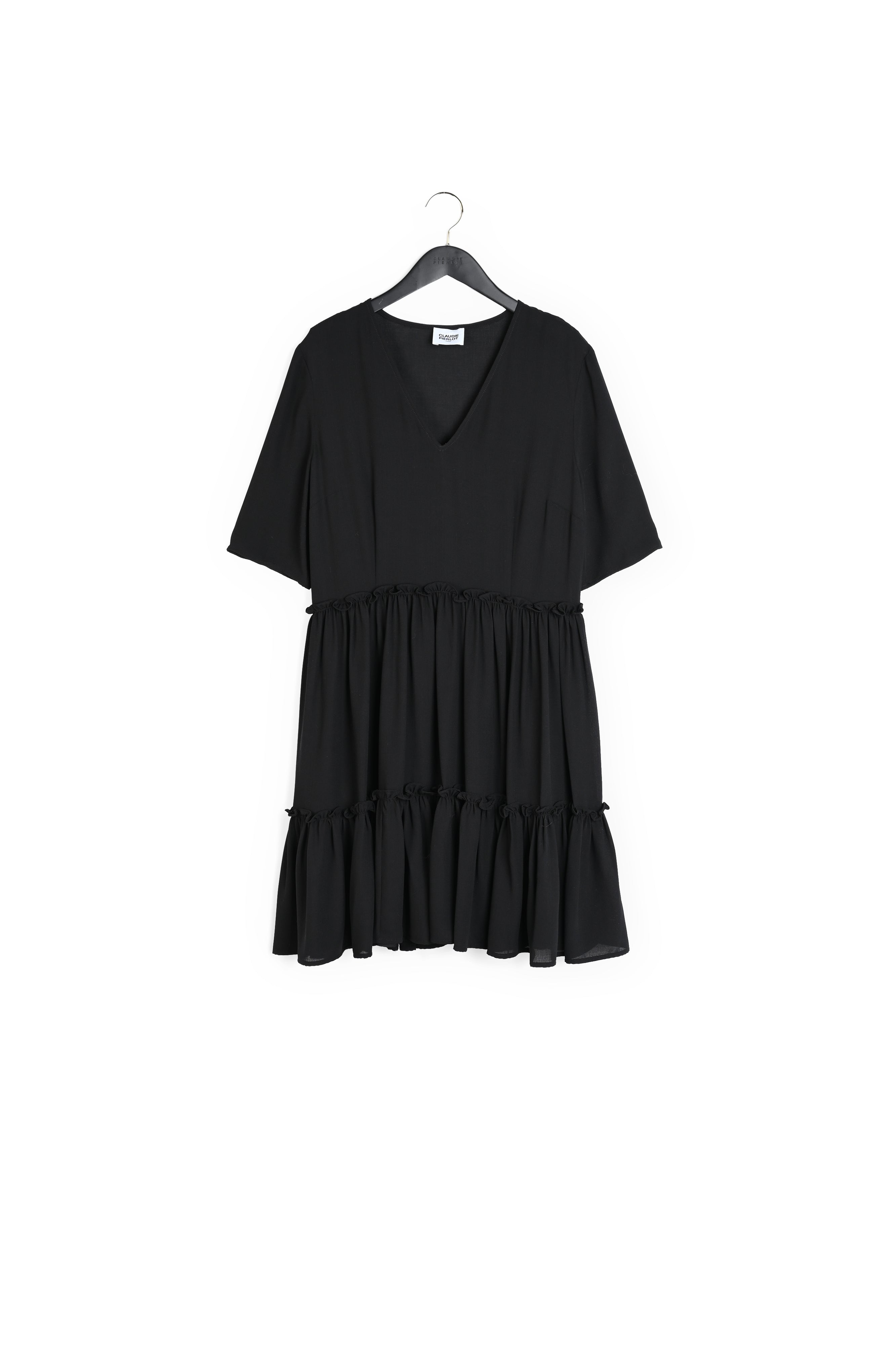 Robe courte volants noire Faume - seconde main