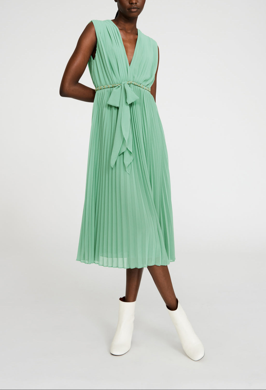 Robe midi plissée ceinturée Faume - seconde main