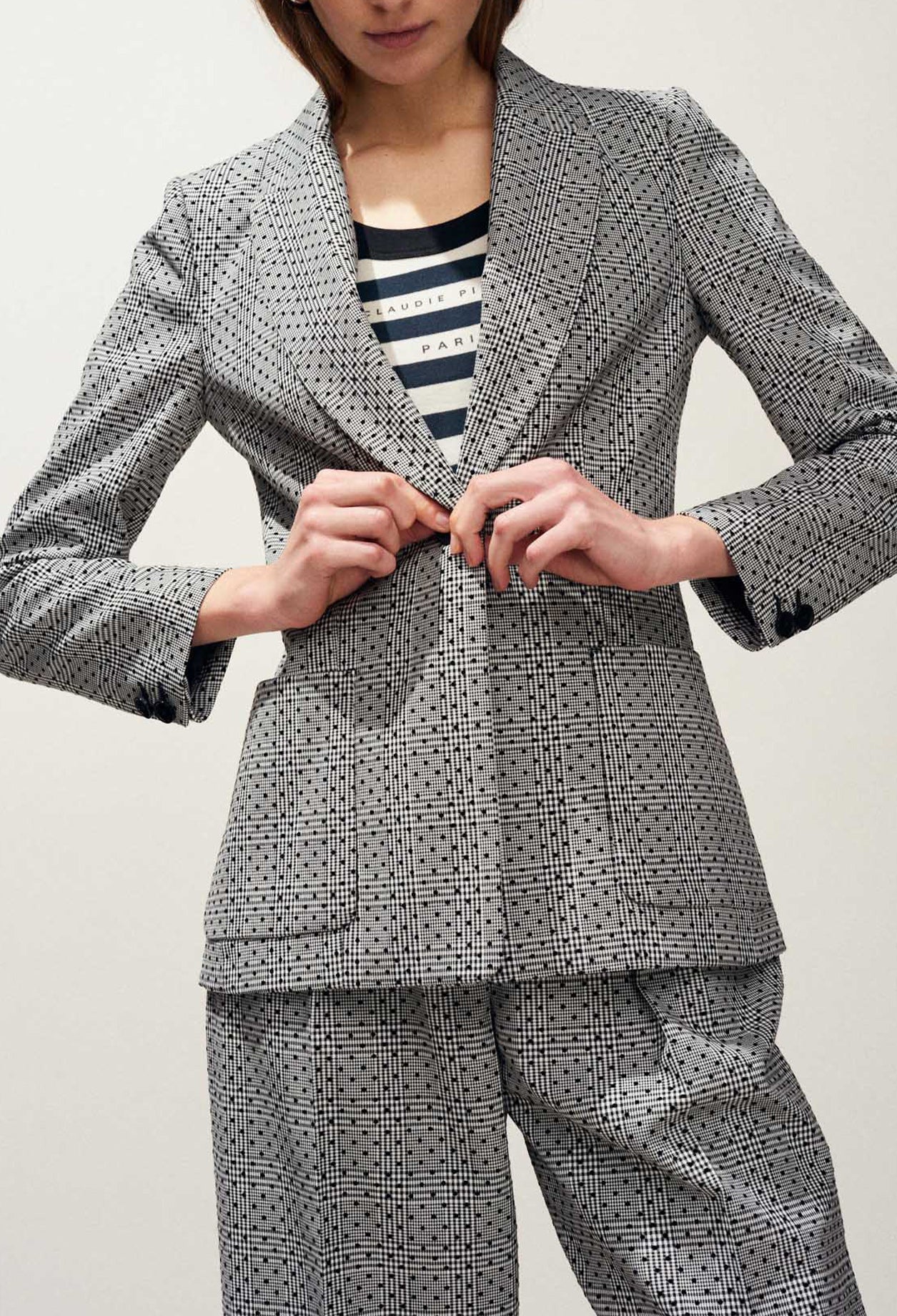 Veste tailleur à pois floqués Faume - seconde main